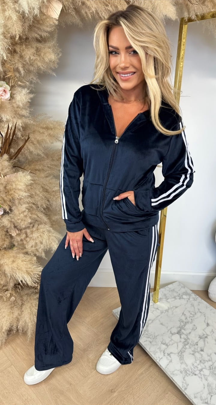 VELVET STRIPE SET 1019 NAVY