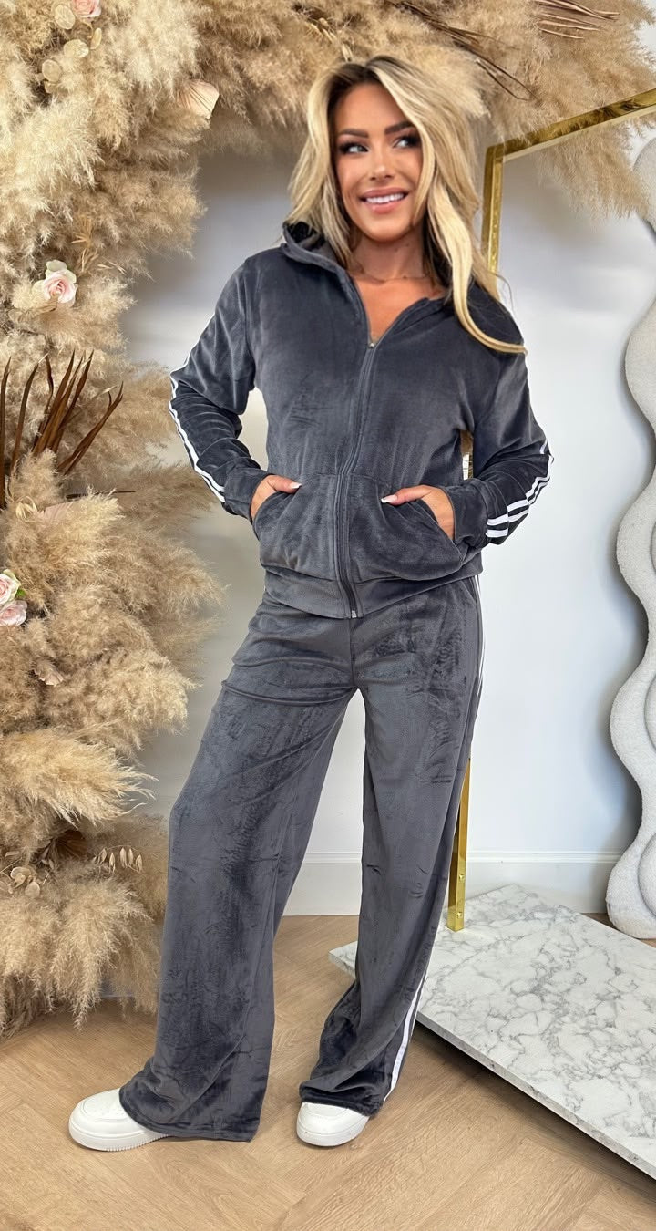 VELVET STRIPE SET 1019 GREY