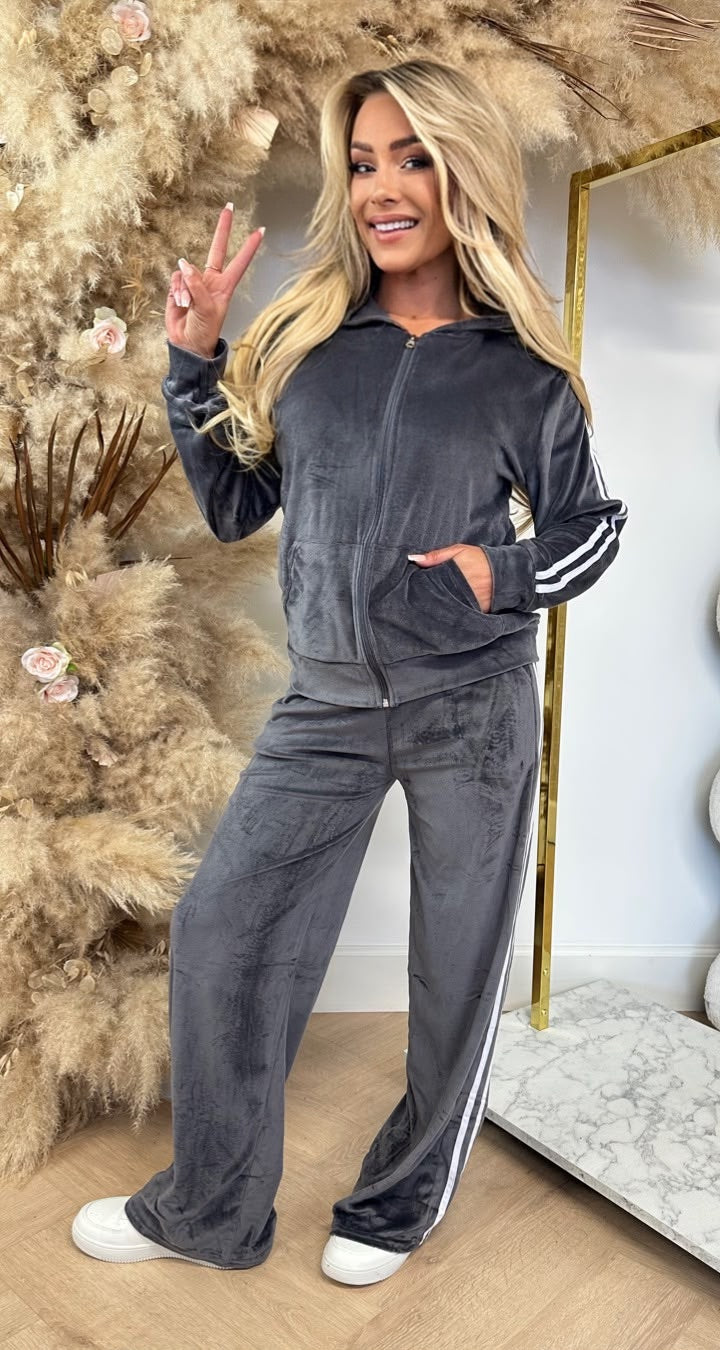 VELVET STRIPE SET 1019 GREY