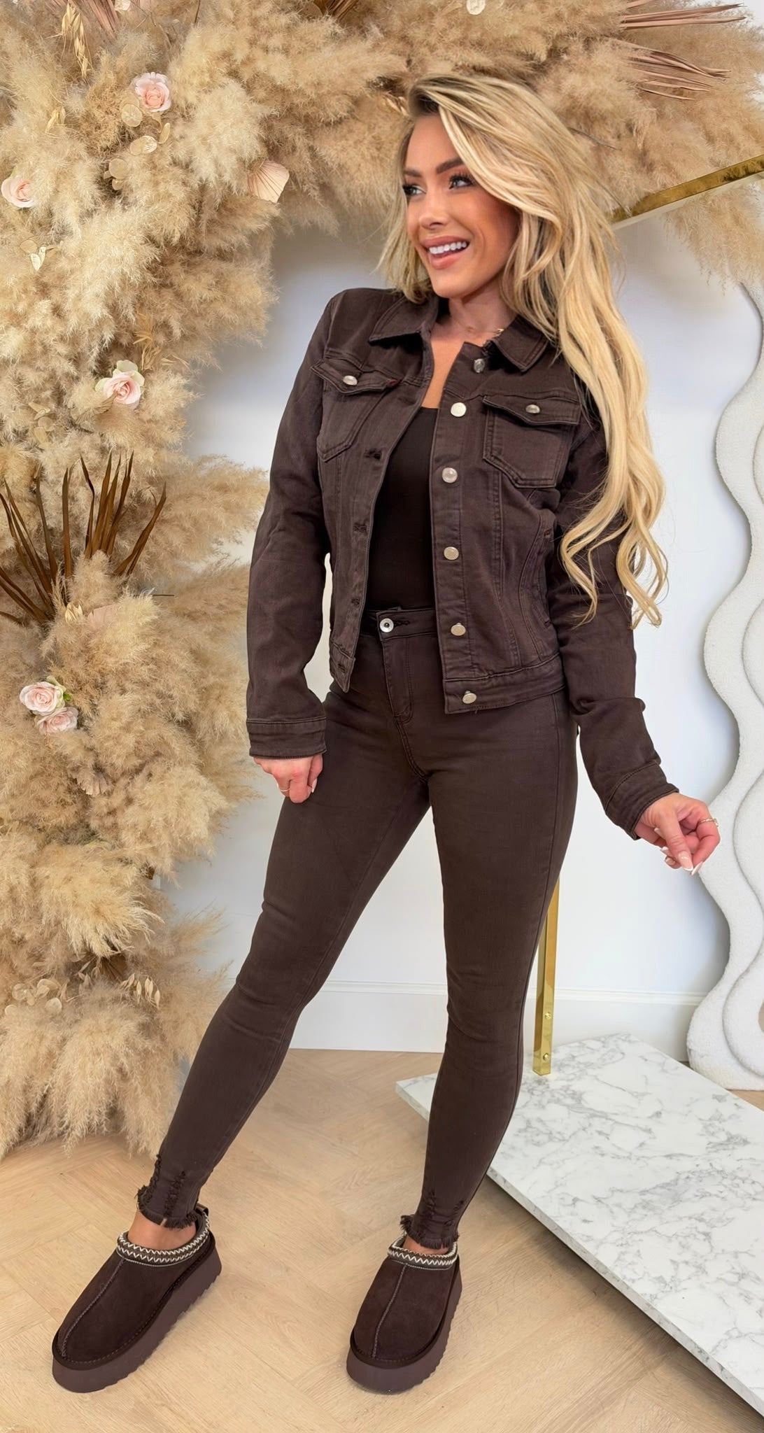 BASIC DENIM JACKET 667115 CHOCO
