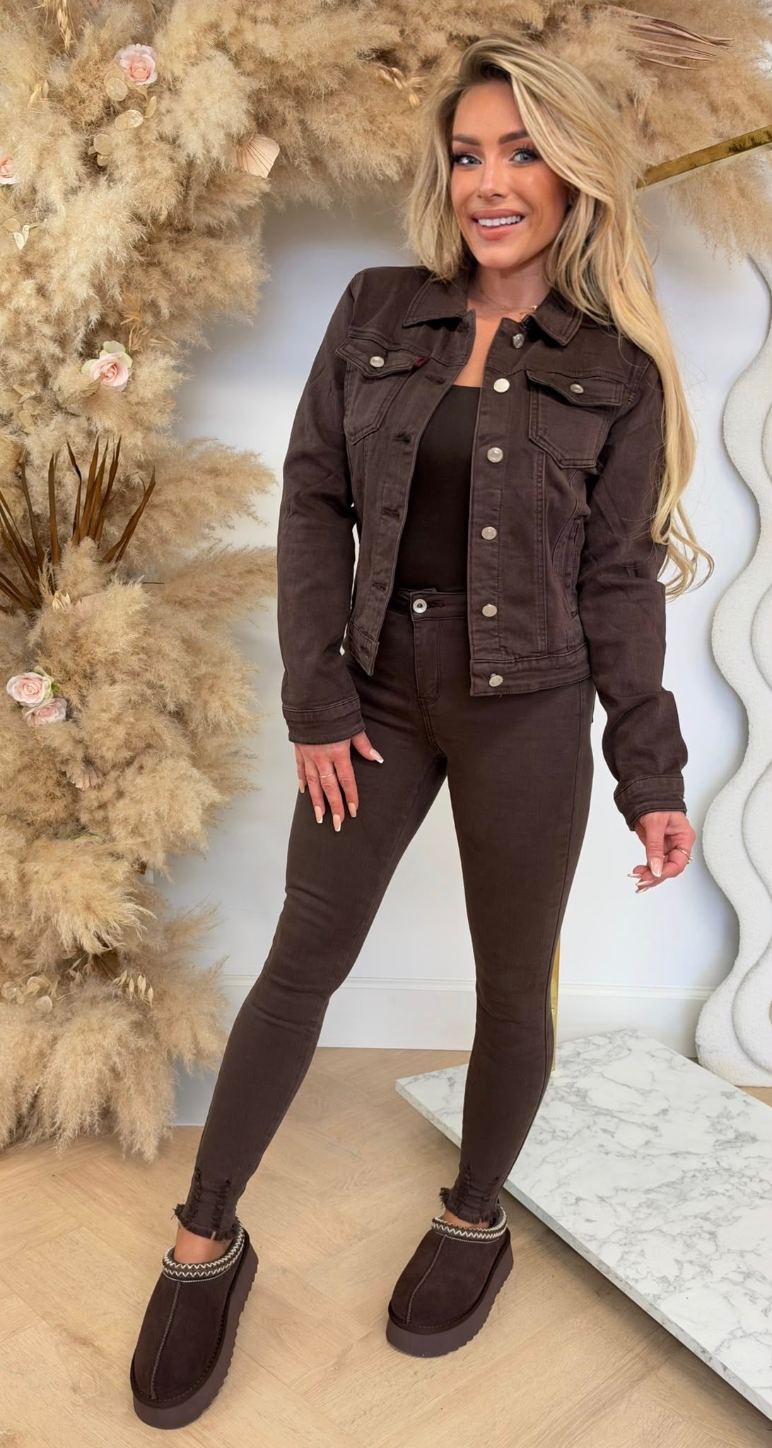 BASIC DENIM JACKET 667115 CHOCO