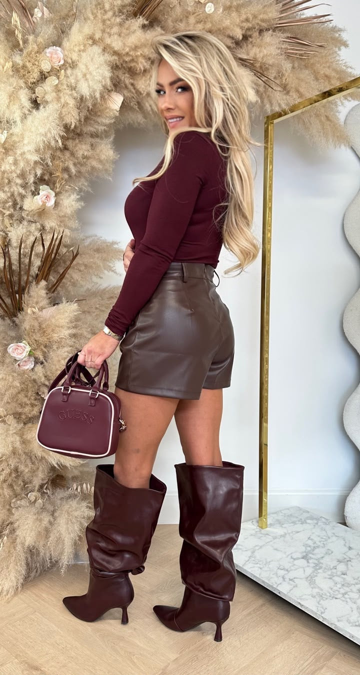 MINOU BASIC STRETCH TOP BORDEAUX