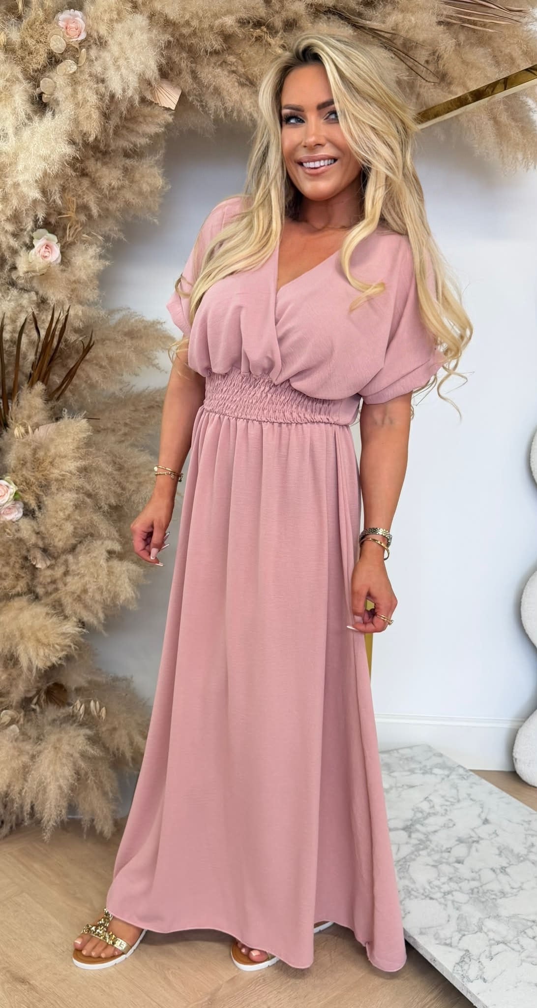 BORDY DRESS OLDPINK