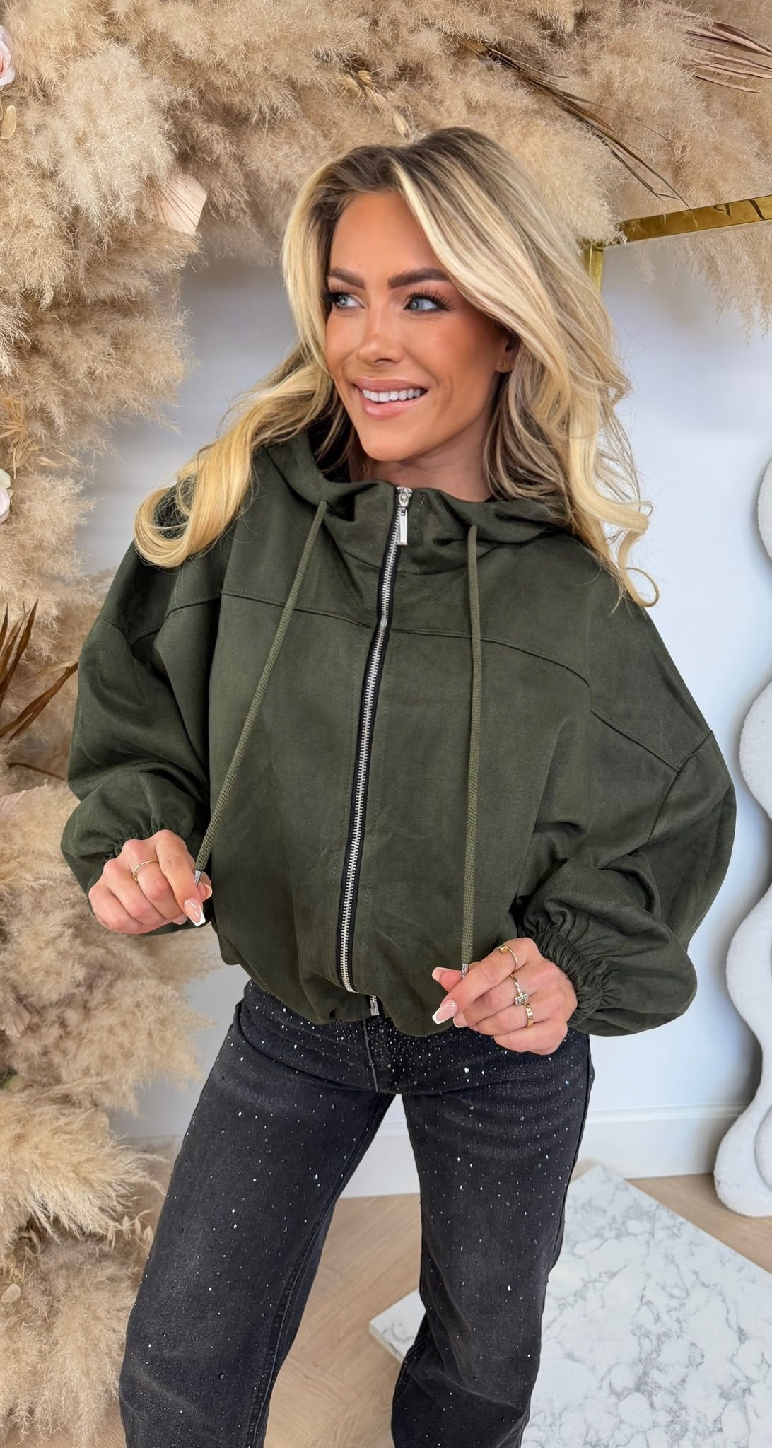 MILS SUEDE LOOK OVERSIZED VEST ARMY