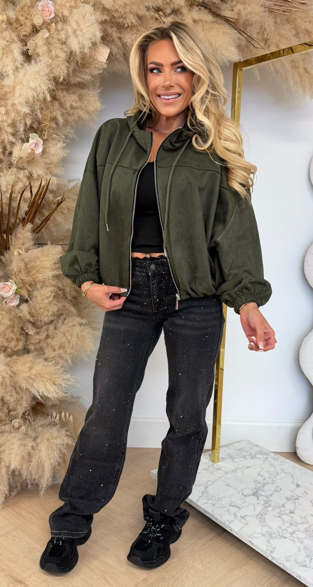 MILS SUEDE LOOK OVERSIZED VEST ARMY