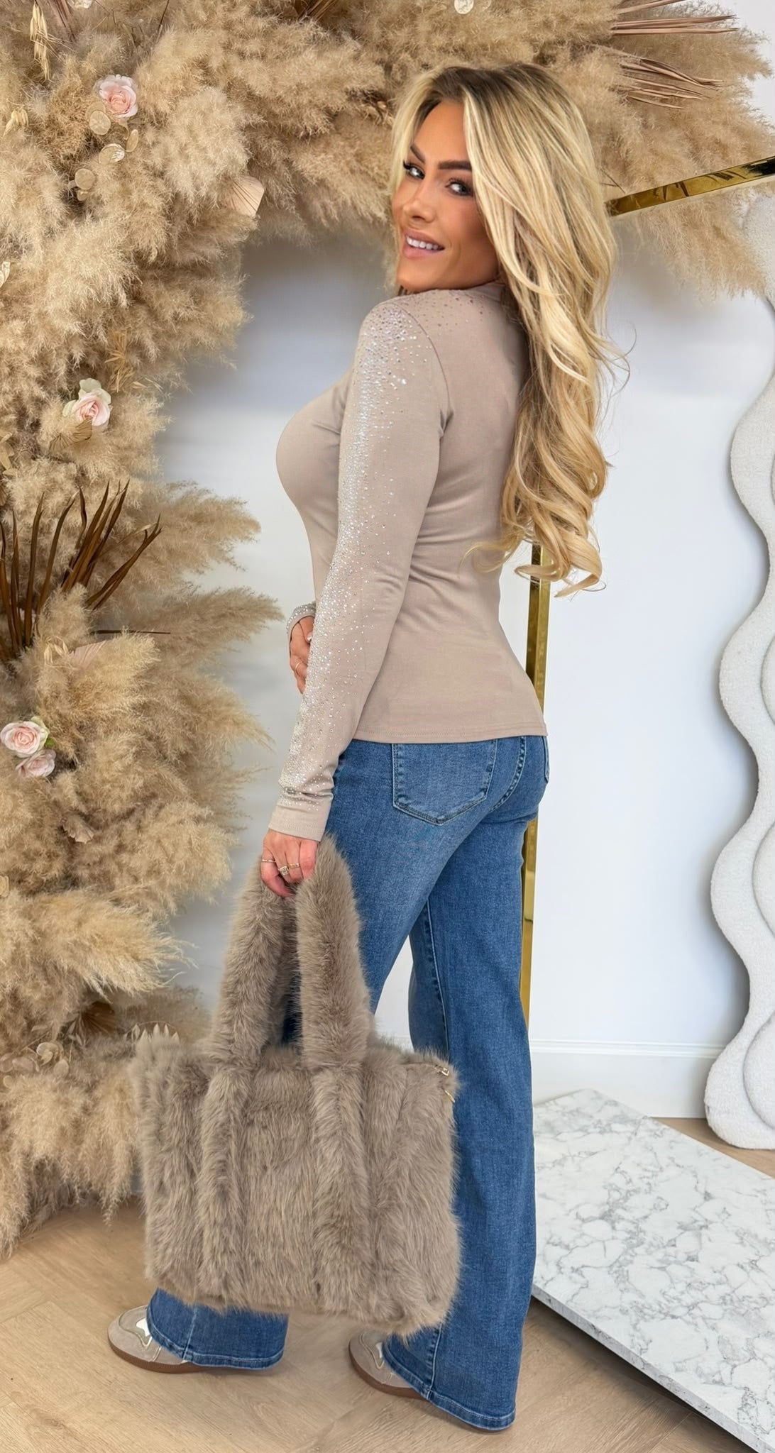 SPARKLE STRETCH TEE 10629 TAUPE