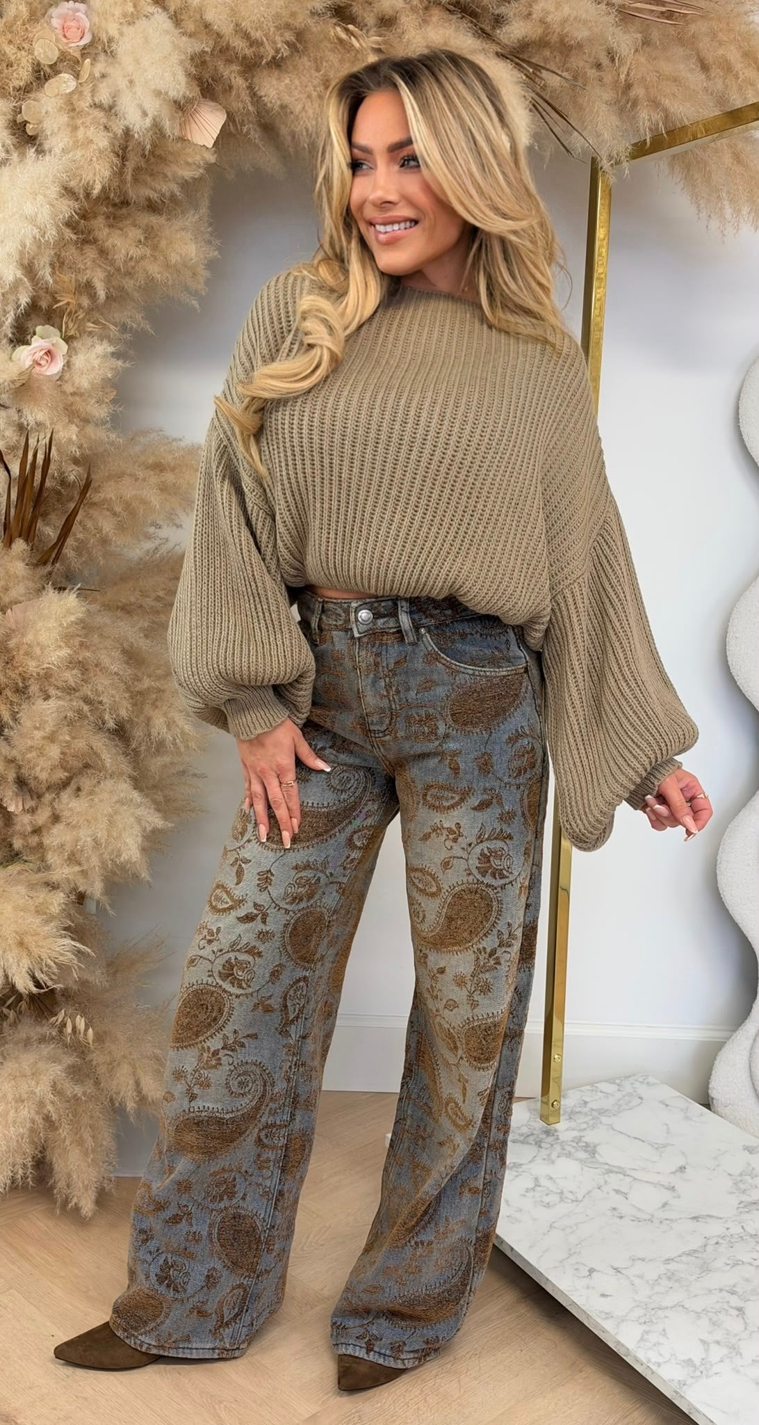 PERFECT CROPPED SWEATER TAUPE