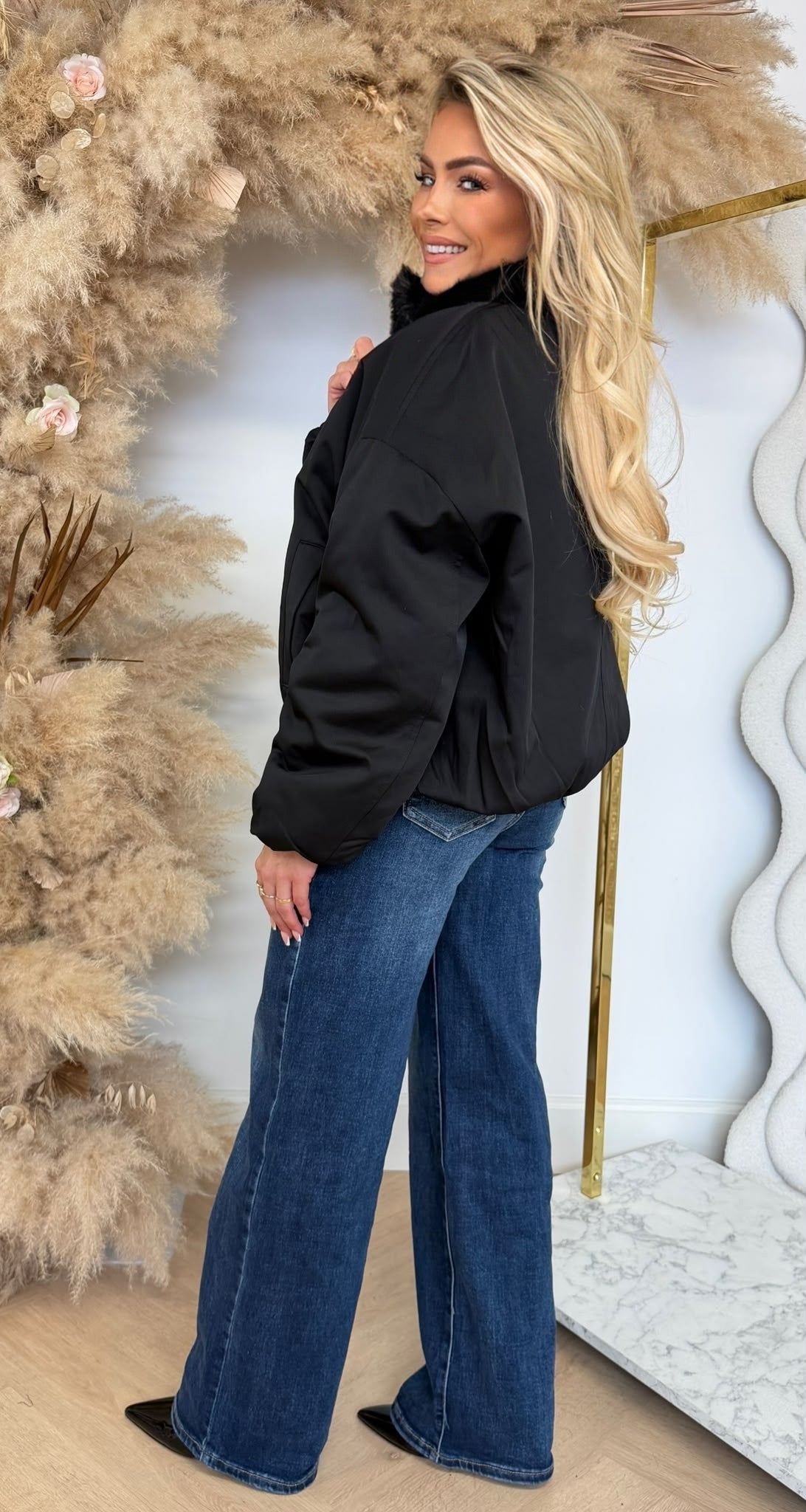 BOMBER FUR JACKET 7237 BLACK