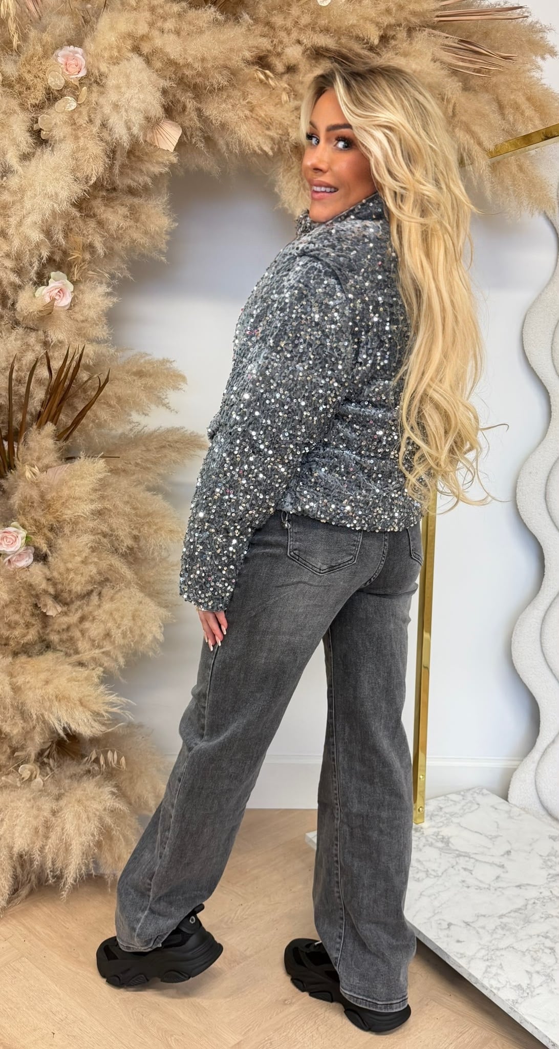 SEQUIN JACKET 2018 GREY/SILVER
