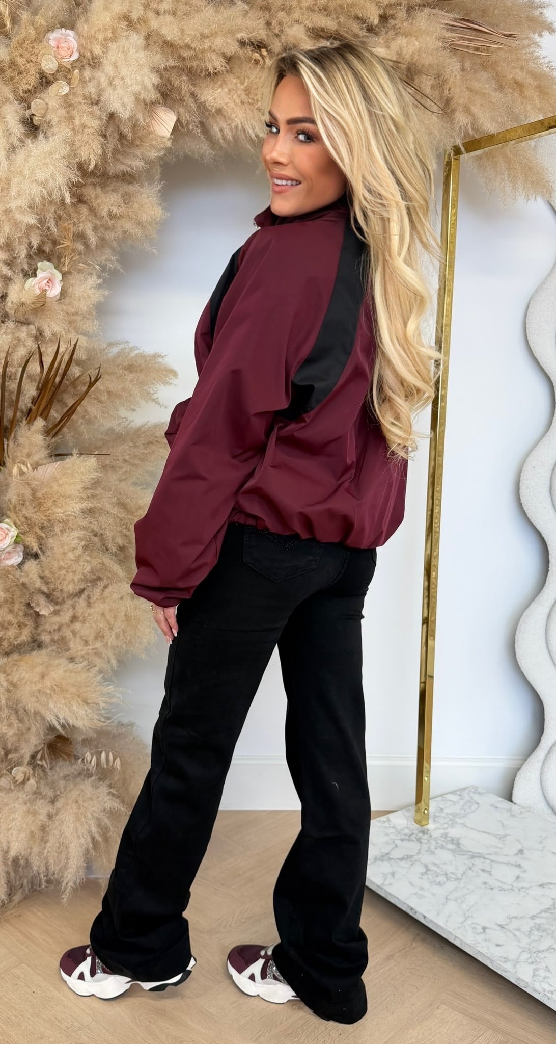 BOMBER STRIPE JACKET BORDEAUX