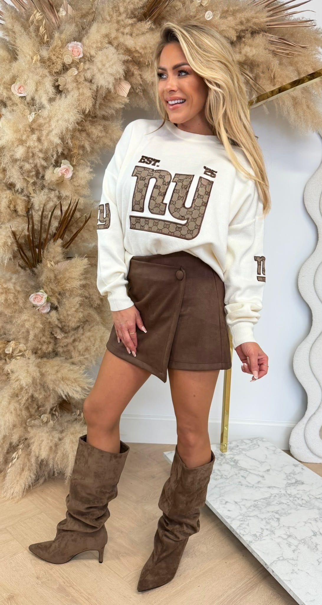 NY 25 GUC PRINT SWEAT AM766 BEIGE