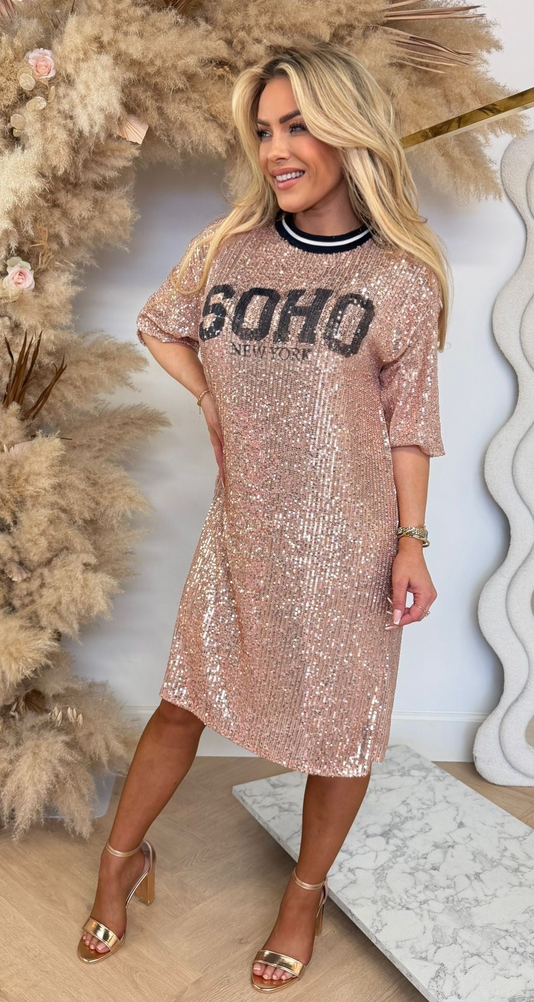 SOHO NY PAILLETTEN DRESS NAVY