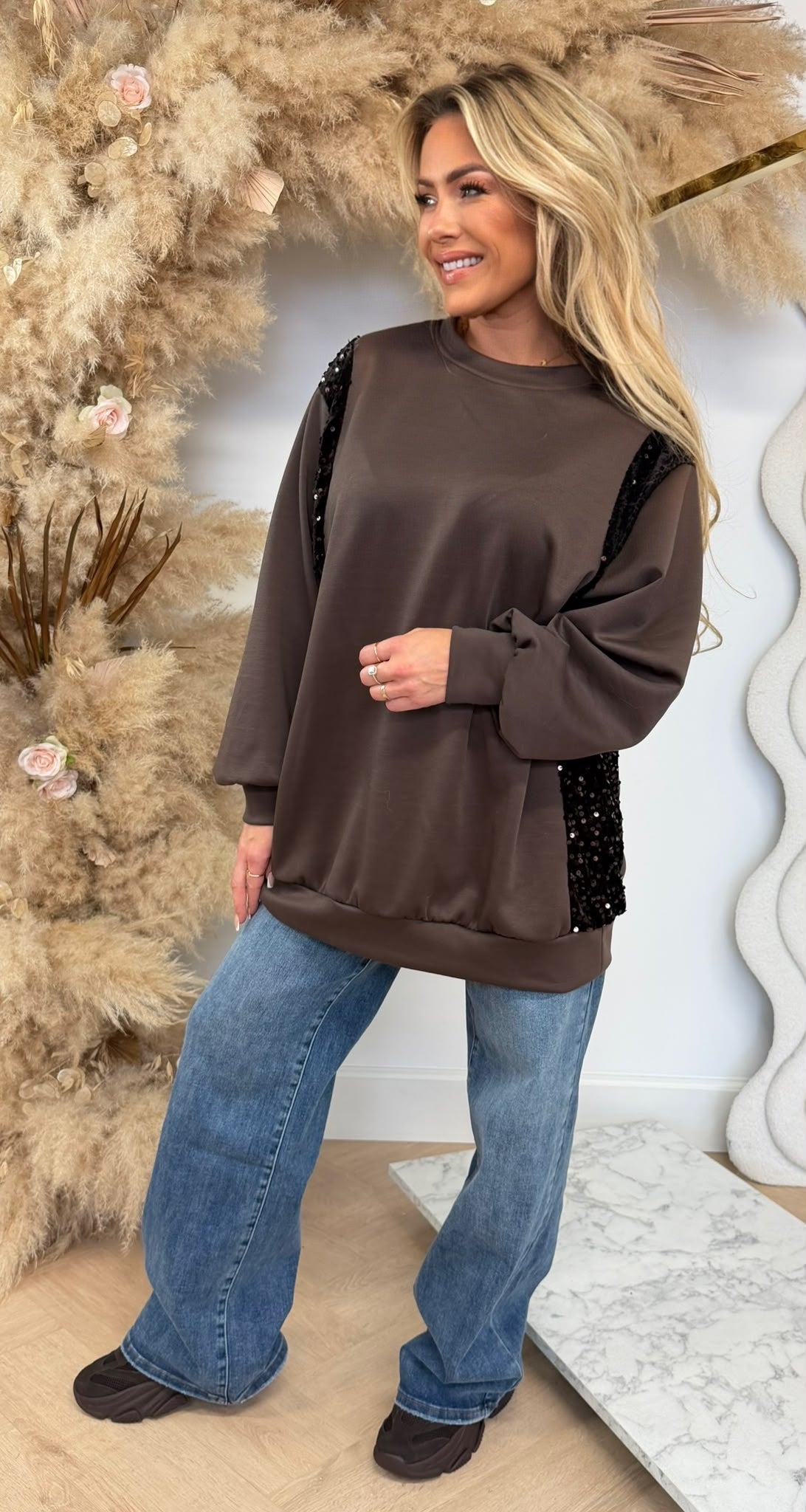 SEQUIN SWEATER CHOCO
