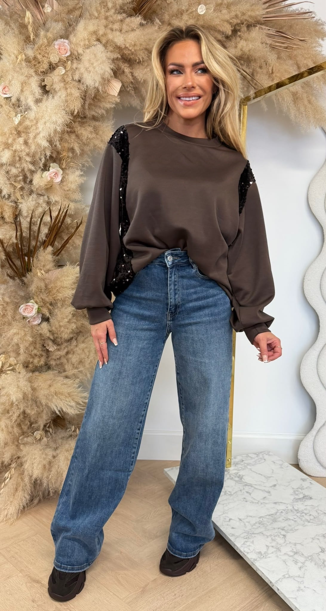 SEQUIN SWEATER CHOCO