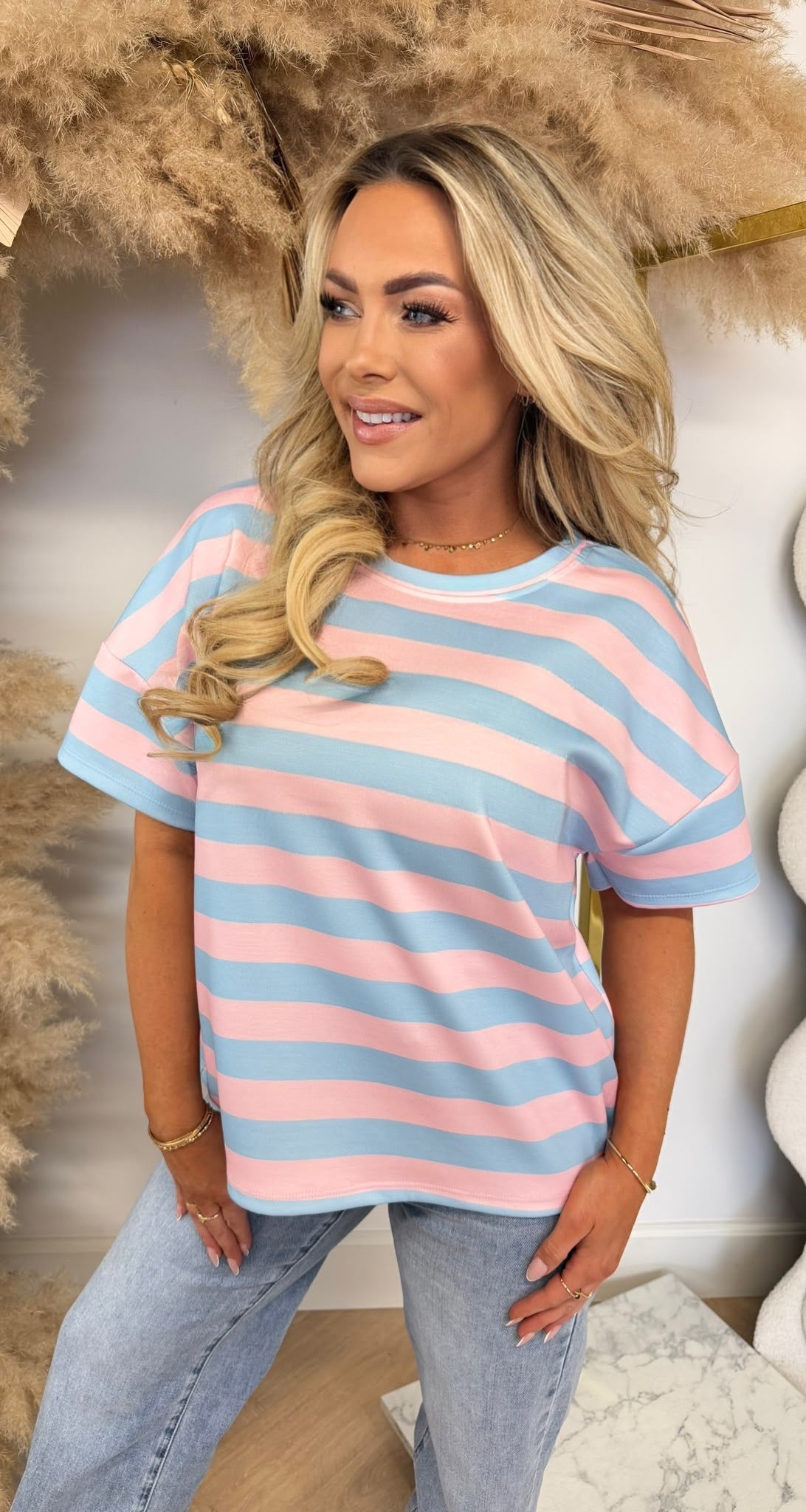 RENEE STRIPE TOP LIGHTBLUE