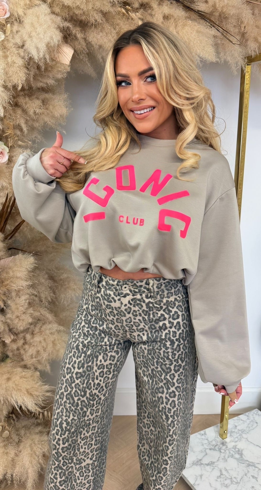NEON ICONIC CLUB CROPPED SWEAT TAUPE