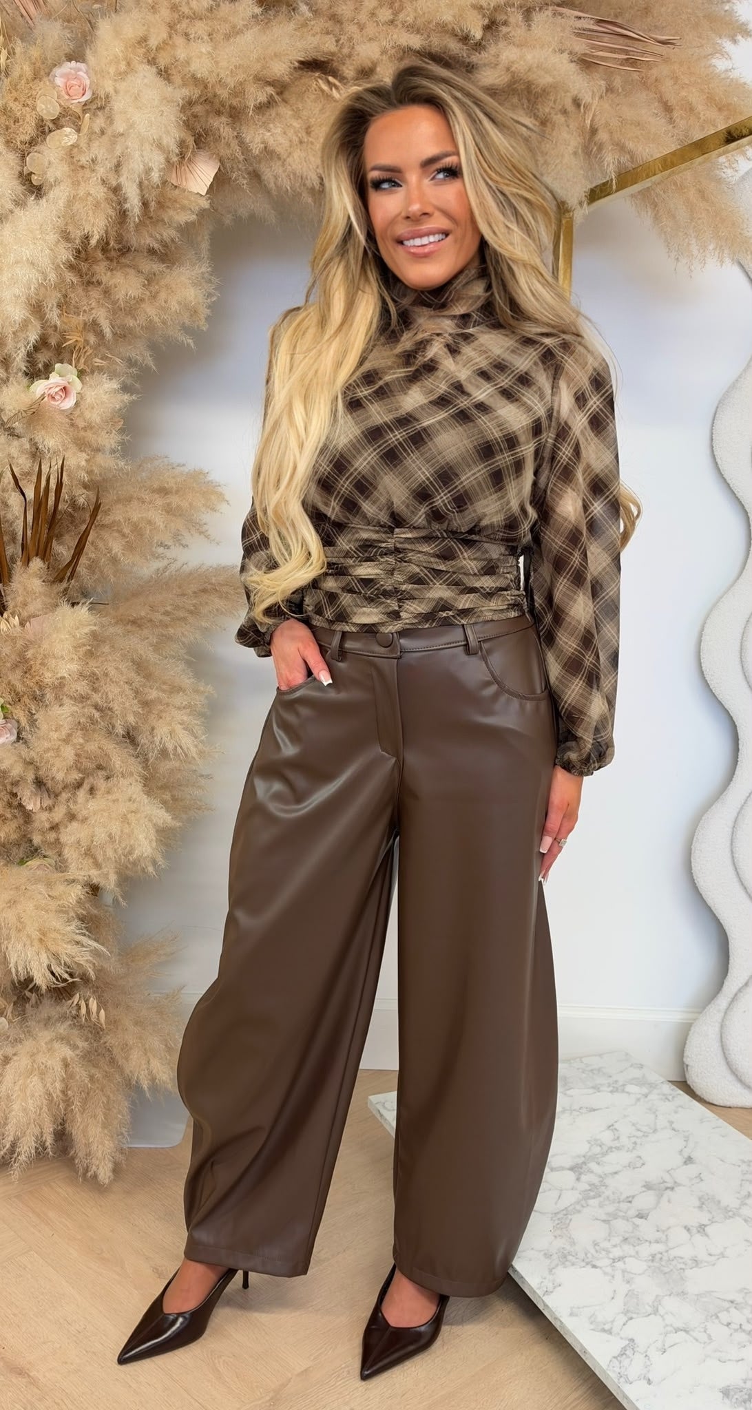 RUIT CROPPED TOP 5788 BEIGE/CHOCO