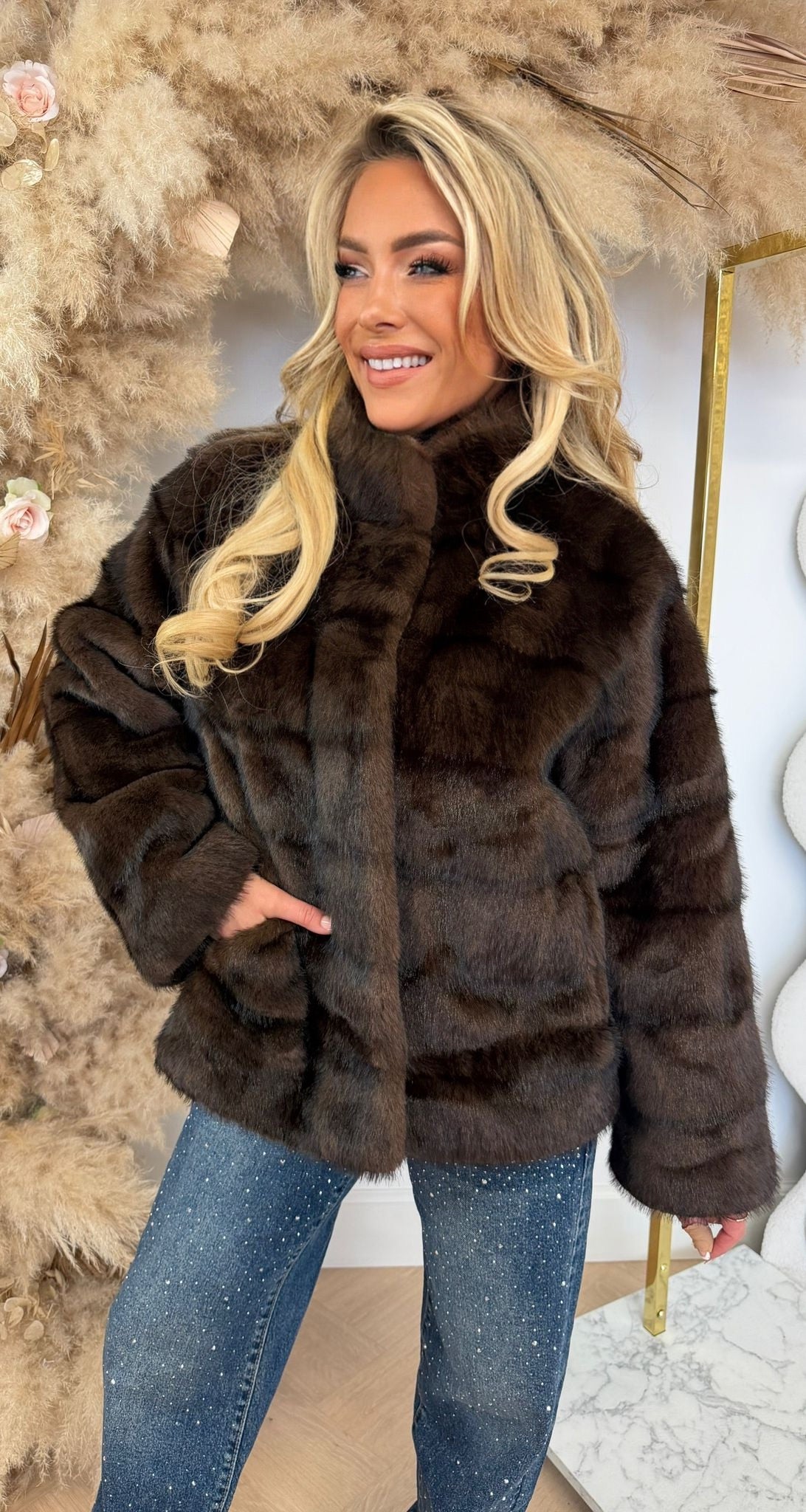 MILANO FAKE FUR JACKET 8782 CHOCO