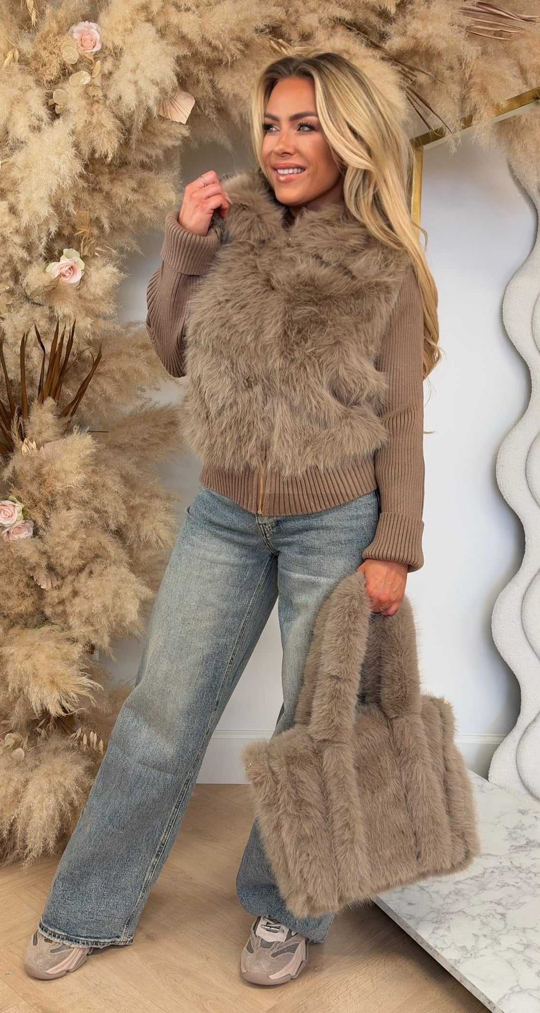 RIB FAKE FUR JASJE 8082 CAMEL