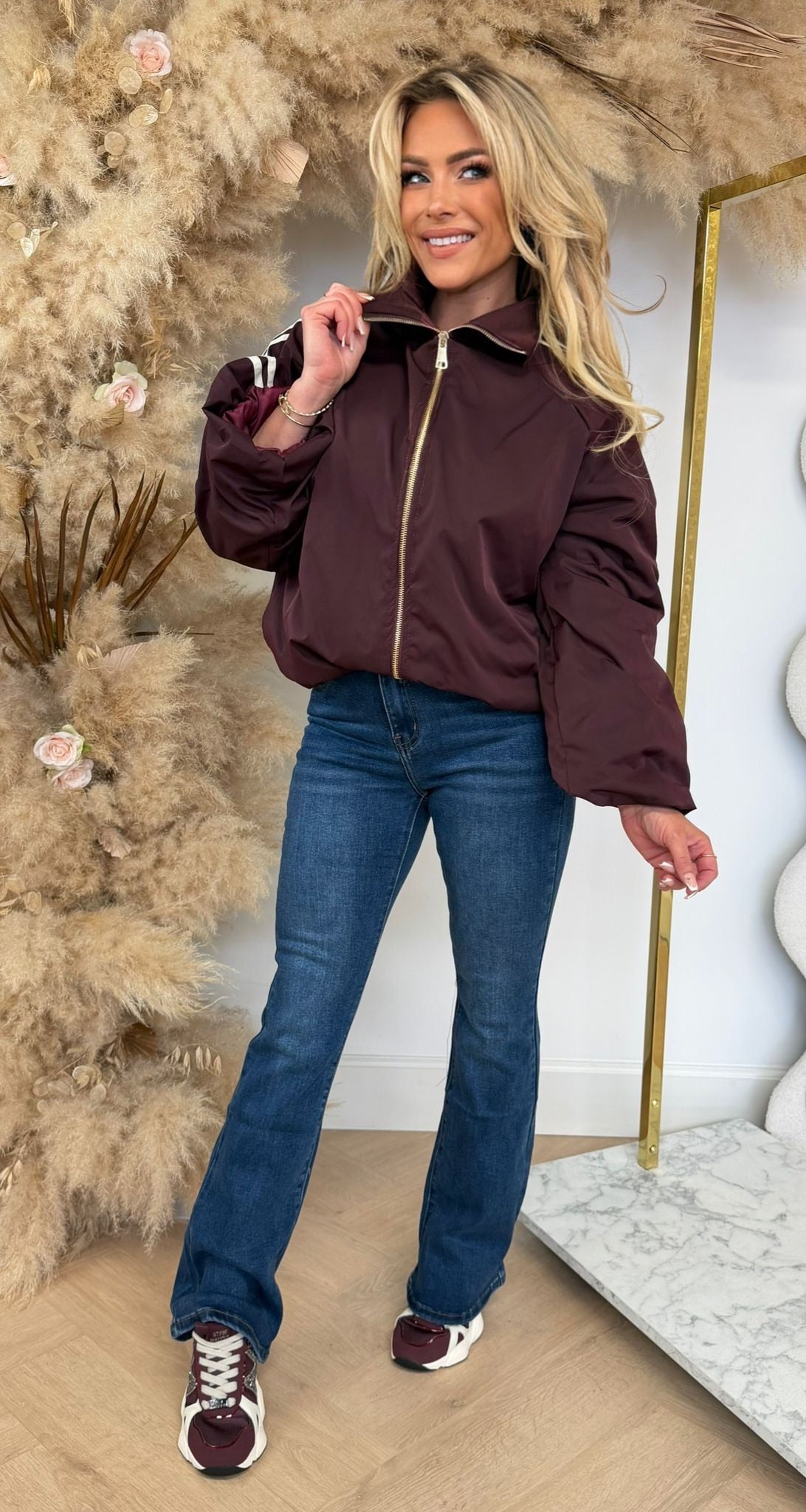 KLOË DOUBLE STRIPE JACKET AUBERGINE