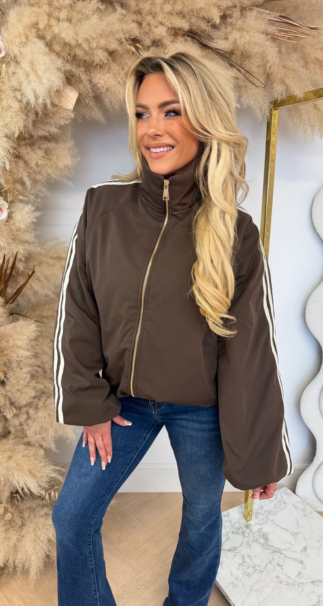 KLOË DOUBLE STRIPE JACKET CHOCO