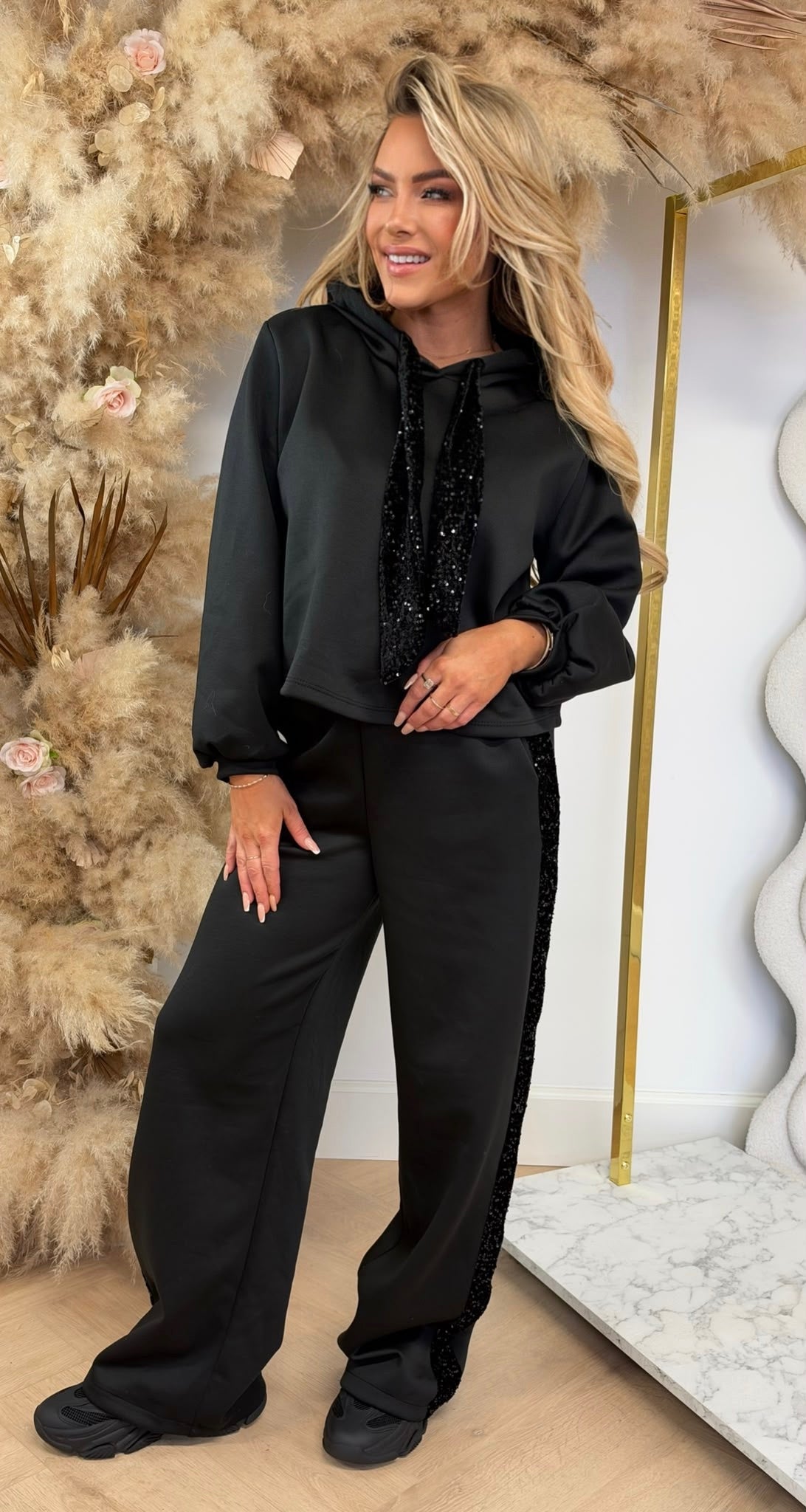 JOANY SEQUIN KOORD SET BLACK