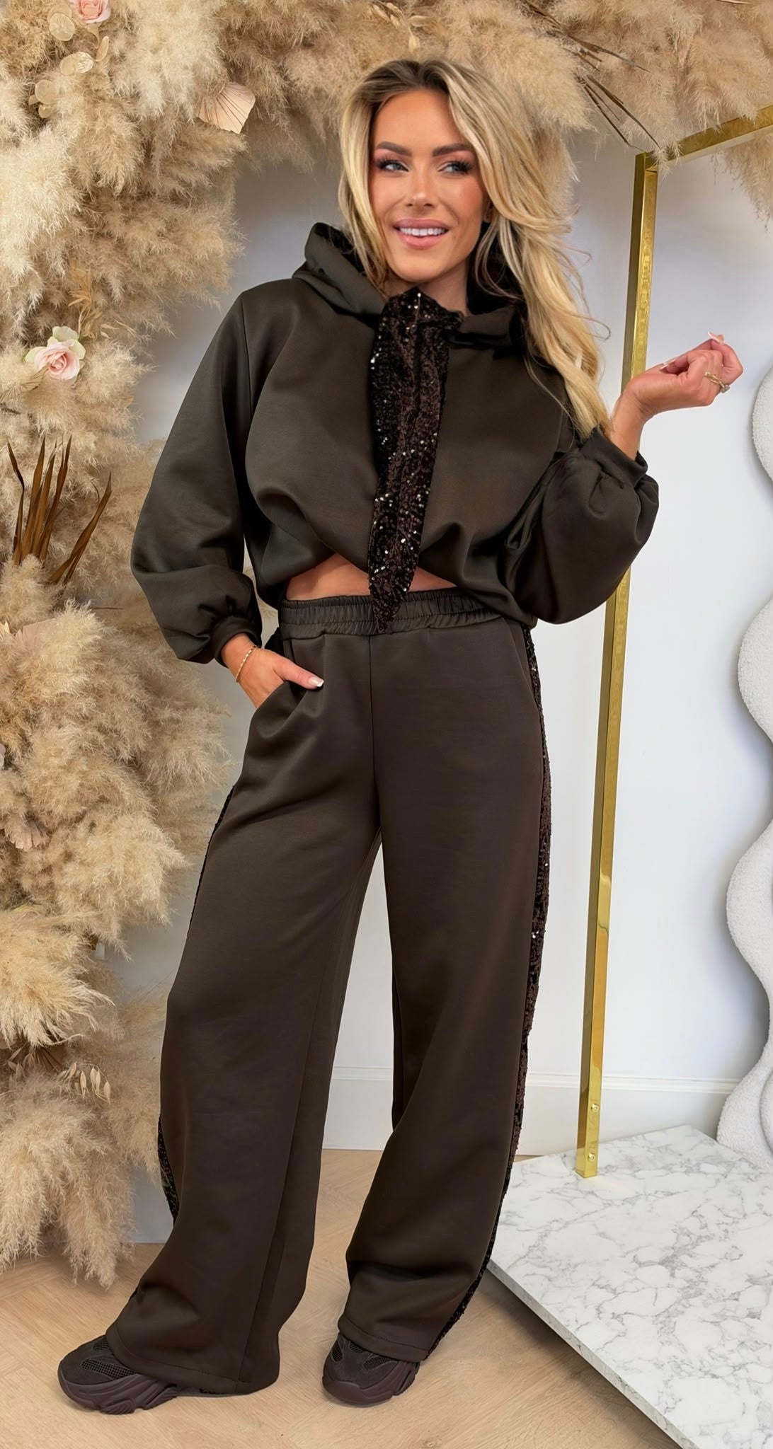 JOANY SEQUIN KOORD SET CHOCO