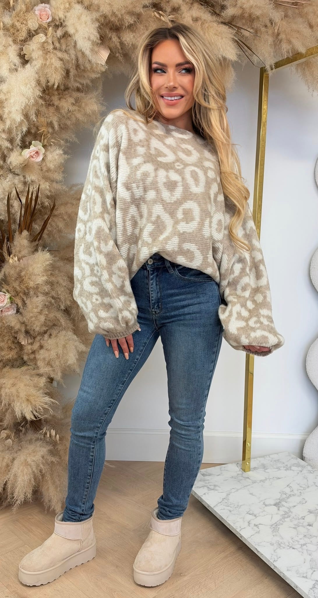 OVERSIZED LEOPARD SWEAT 4565 BEIGE