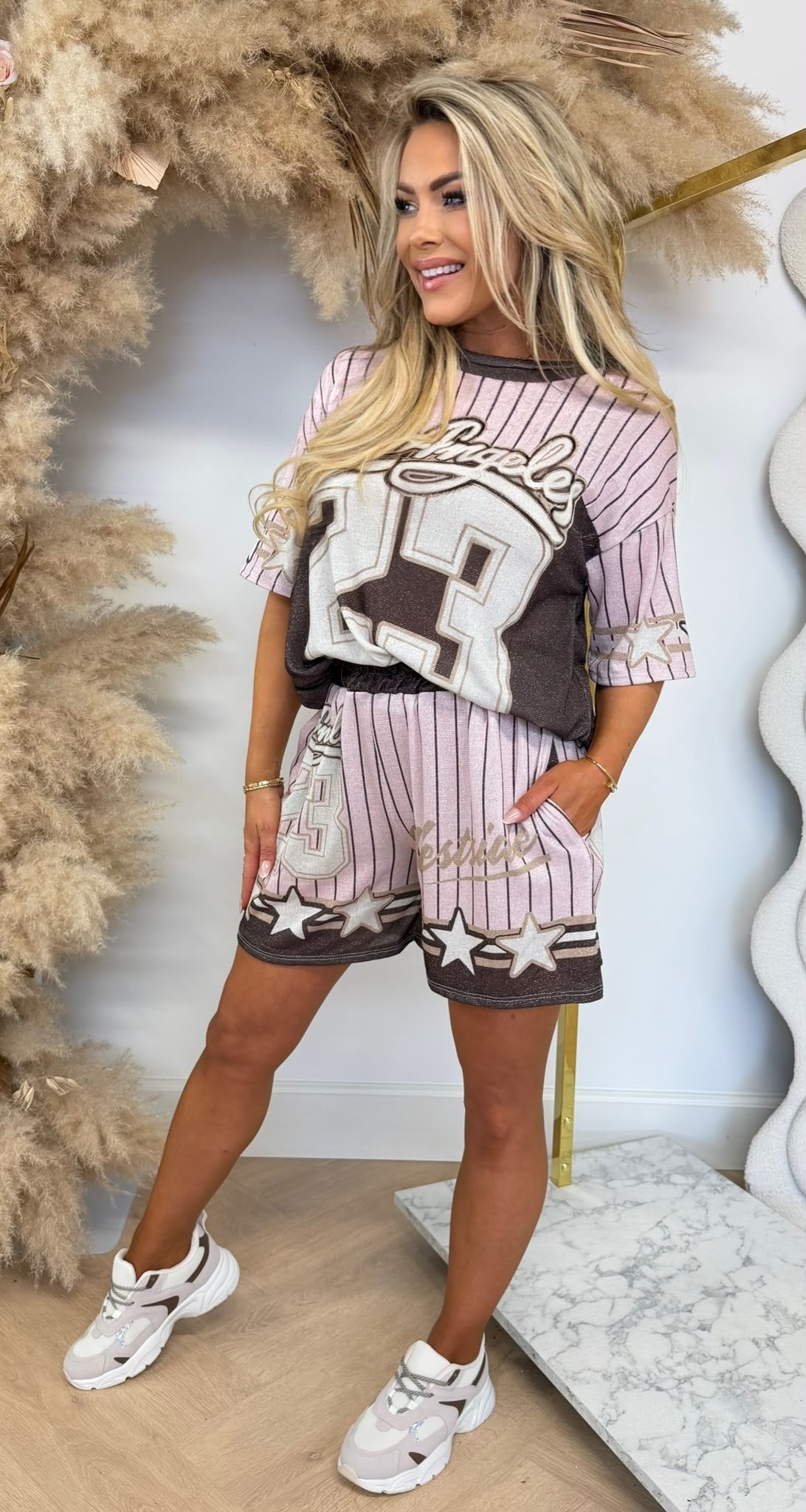 EVI 23 STARS LUREX SET PINK/CHOCO