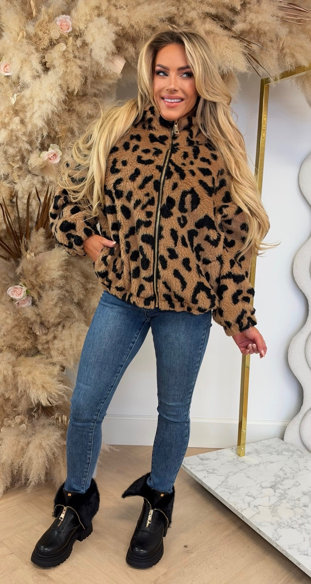 LEOPARD ALL OVER JACKET CAMEL