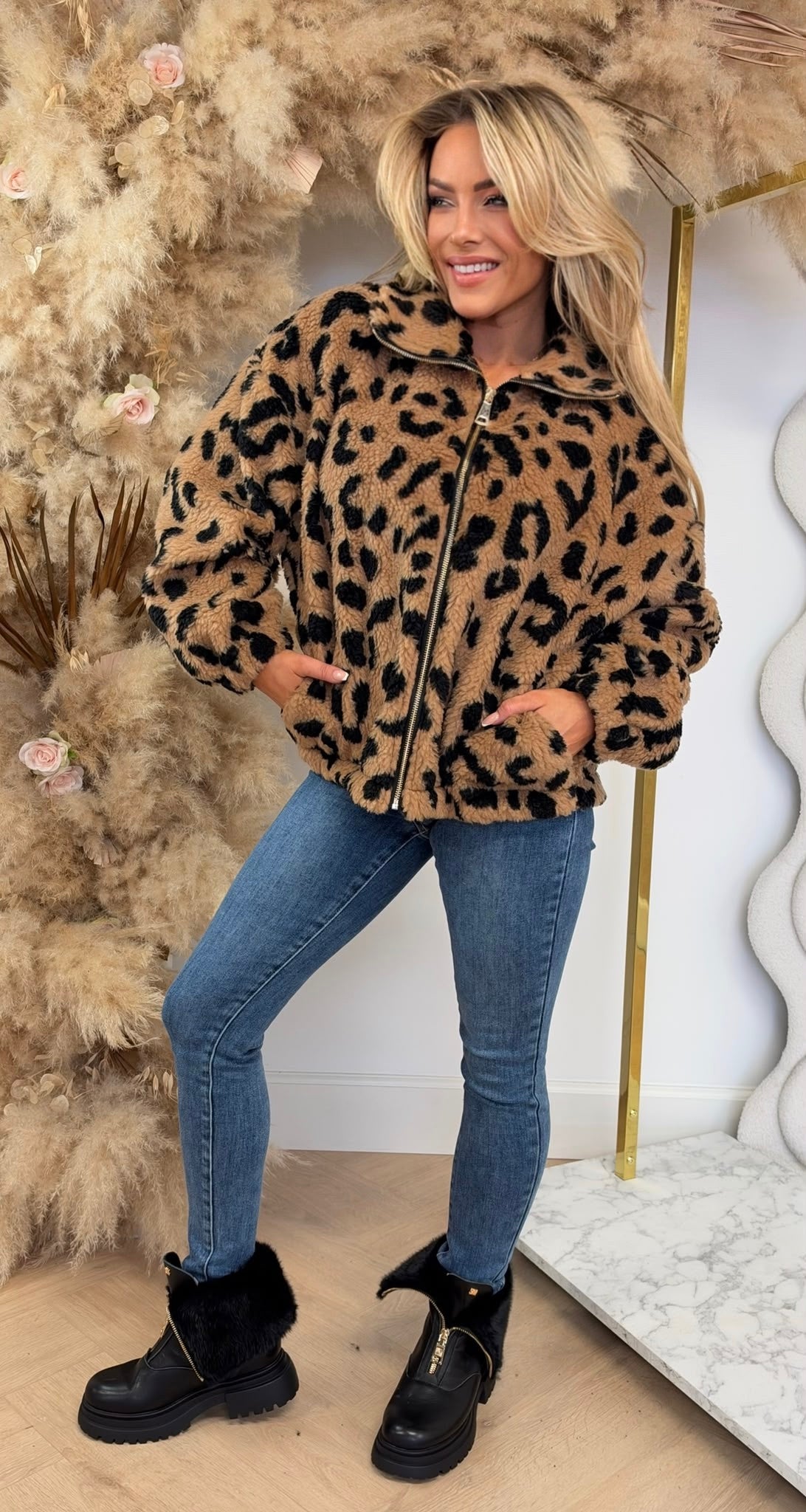 LEOPARD ALL OVER JACKET CAMEL