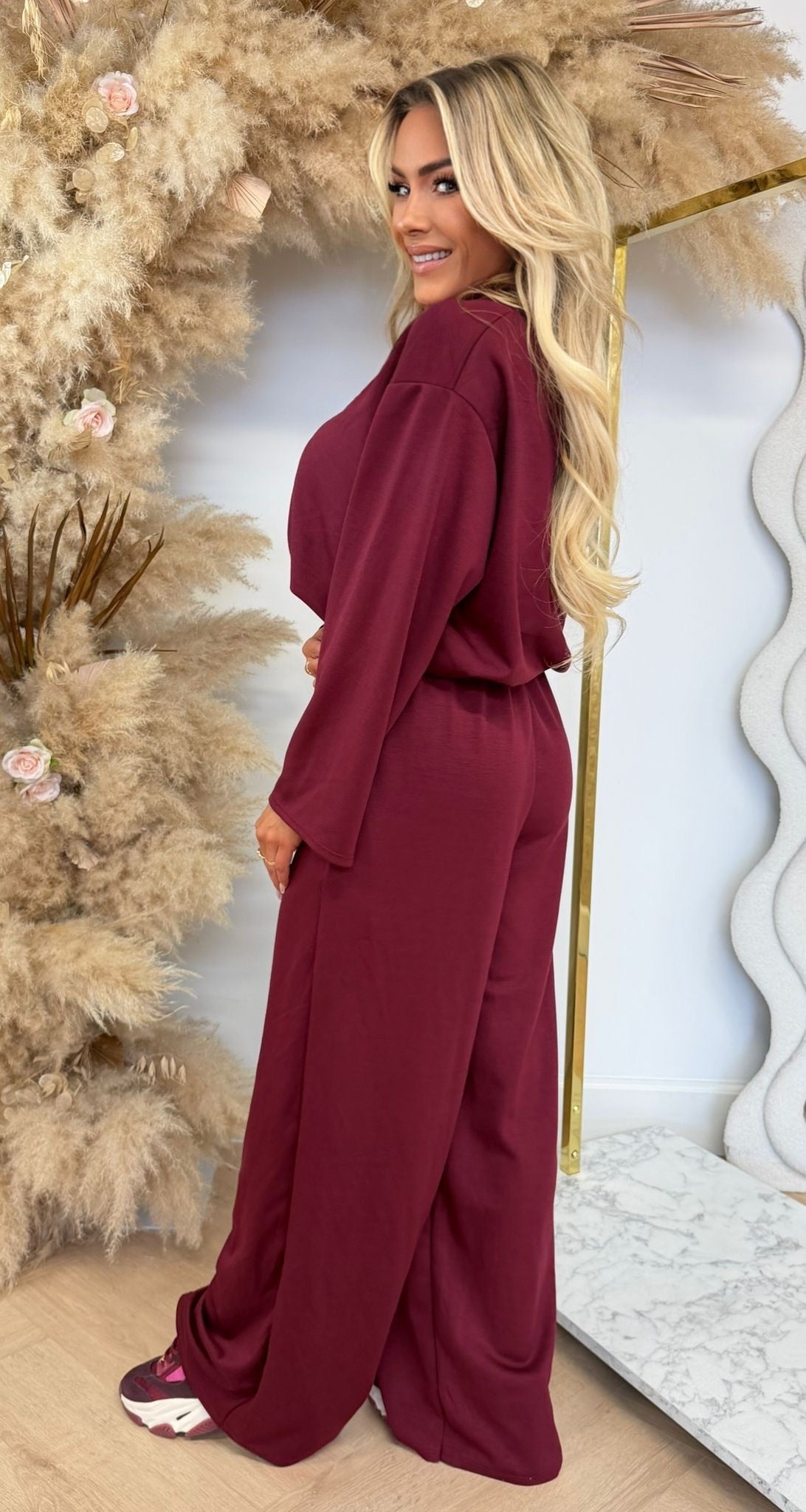 EVIE BASIC CROPPED SET BORDEAUX