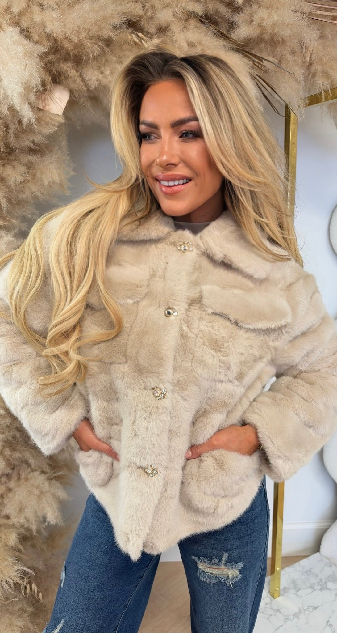 GLAMOUR FAKE FUR JACKET 1100 SCHWARZ