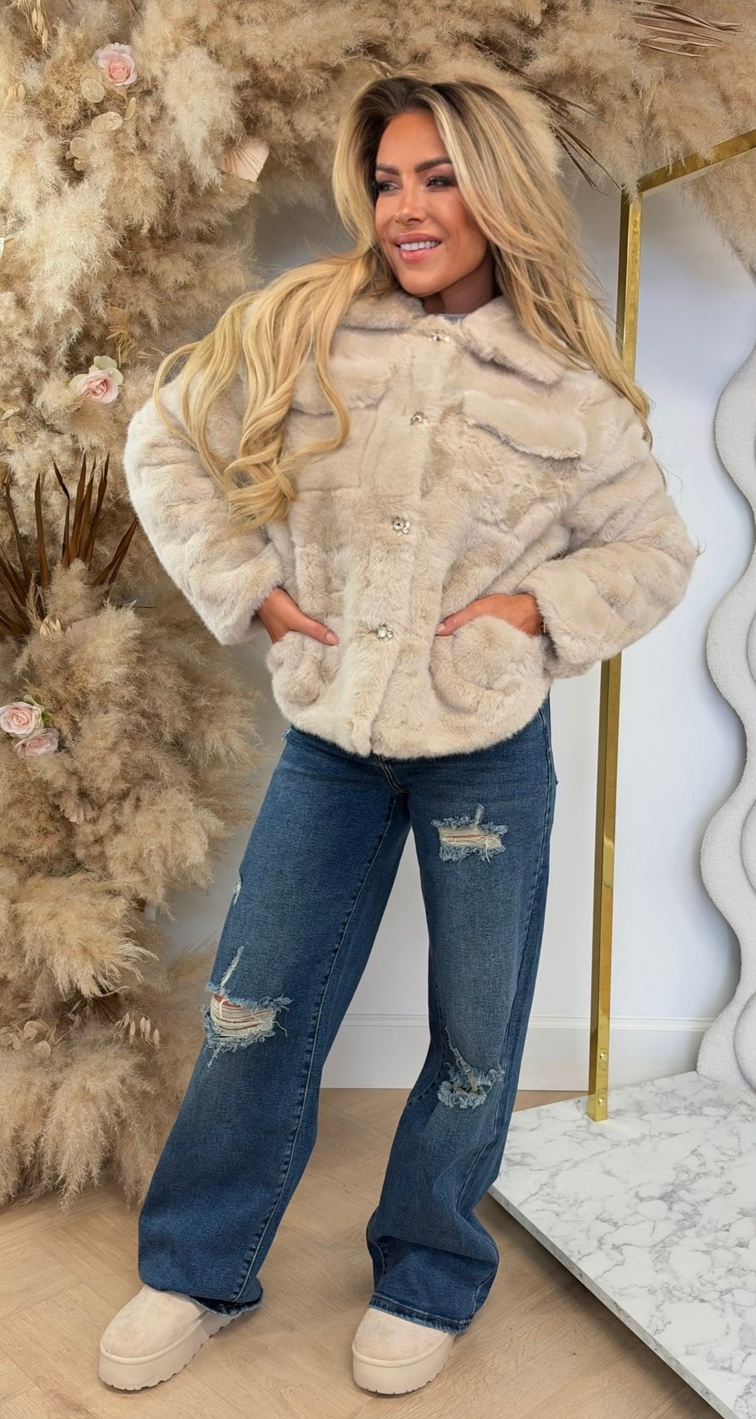 GLAMOUR FAKE FUR JACKET 1100 SCHWARZ