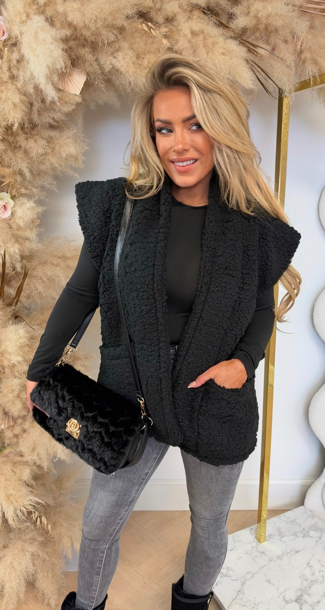 TEDDY GILET BLACK