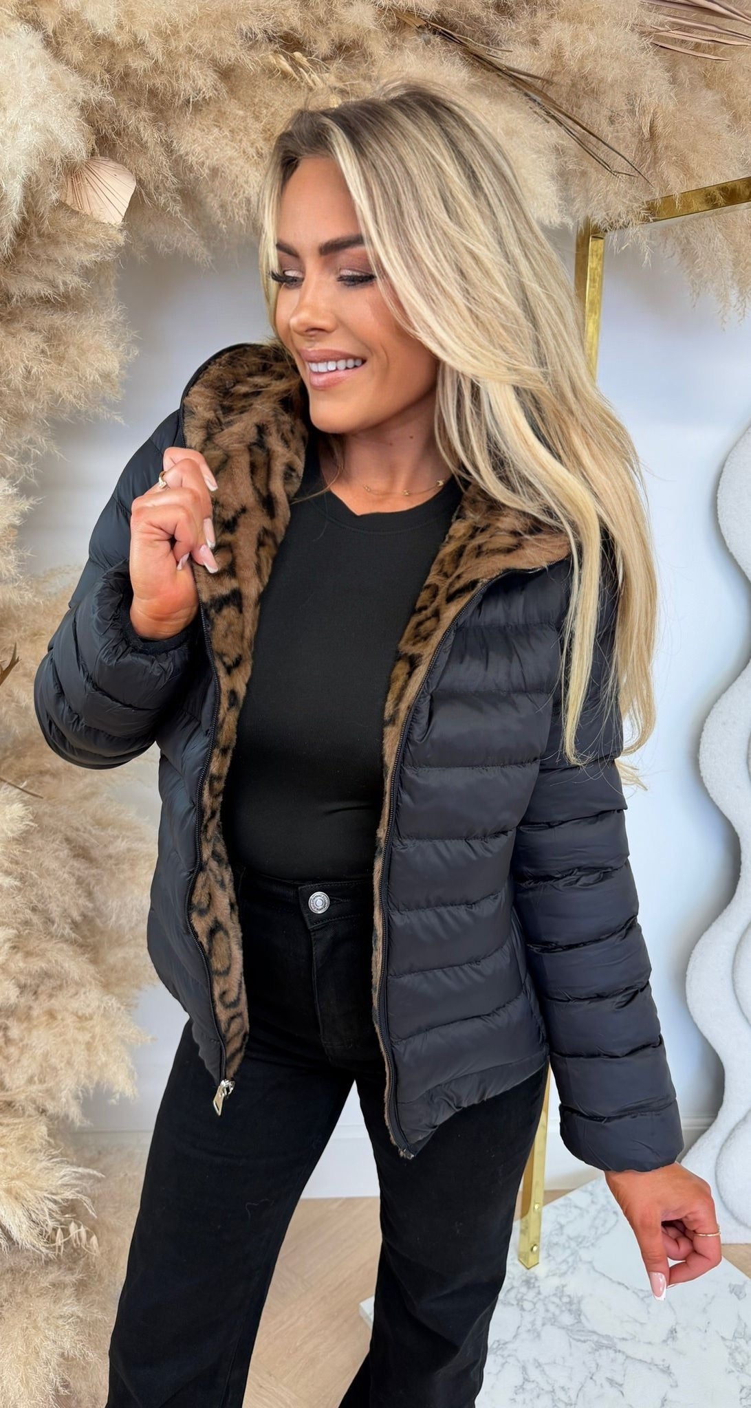 REVERSIBLE PUFFER LEO JACKET 2701 BLACK/CHOCO