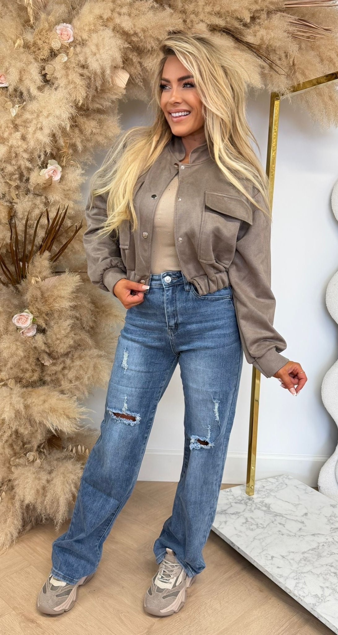 MEGAN SUEDE LOOK BOMBERJACK TAUPE