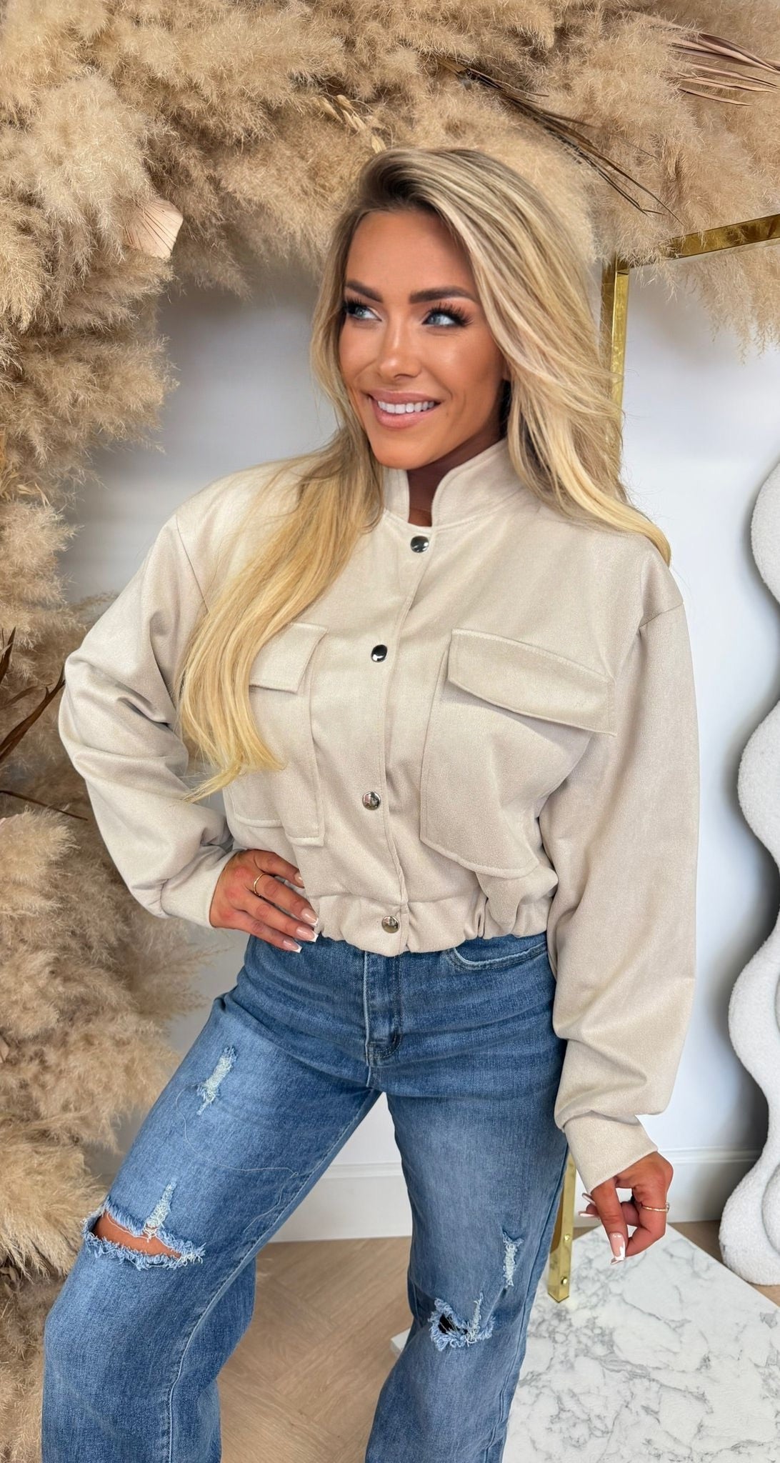 MEGAN SUEDE LOOK BOMBERJACK BEIGE