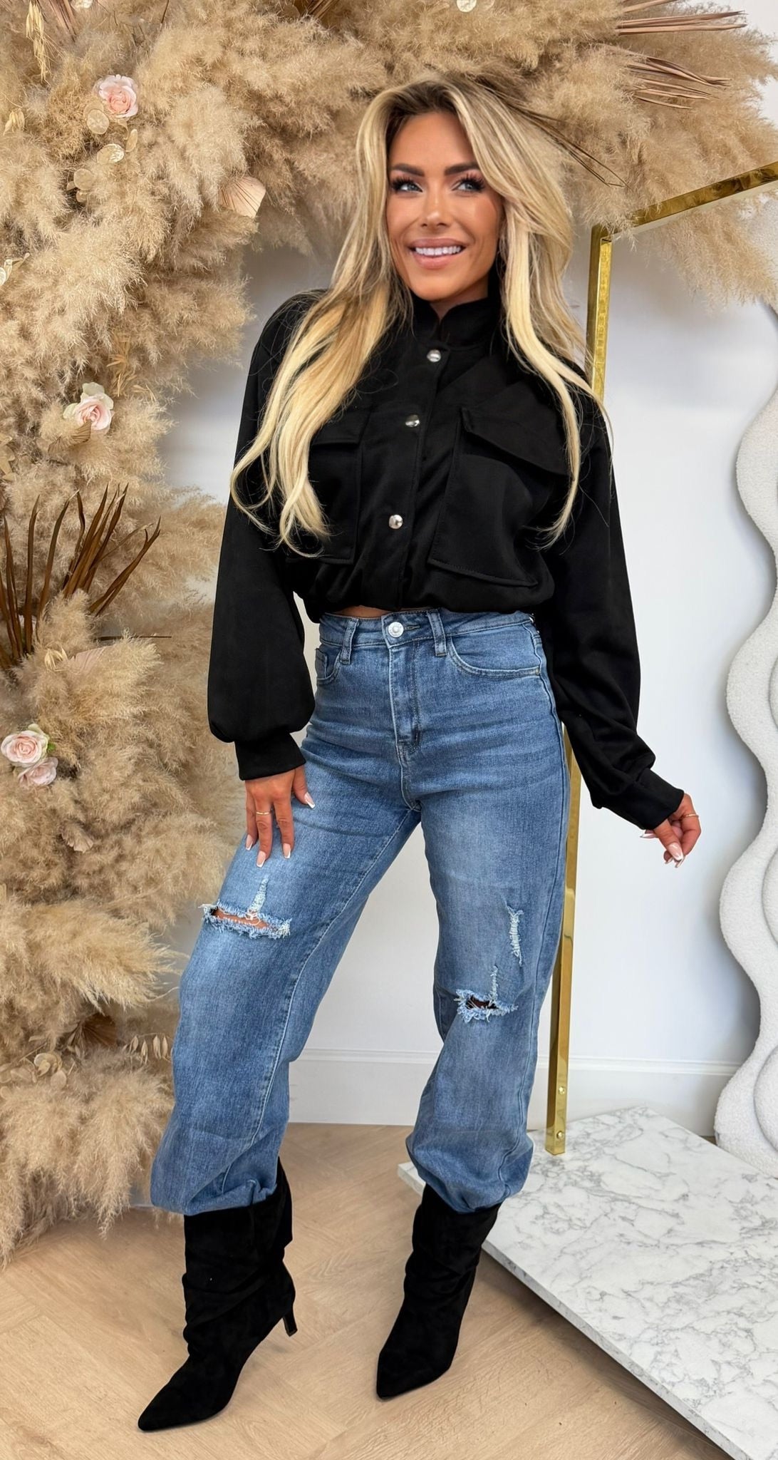 MEGAN SUEDE LOOK BOMBERJACK BLACK