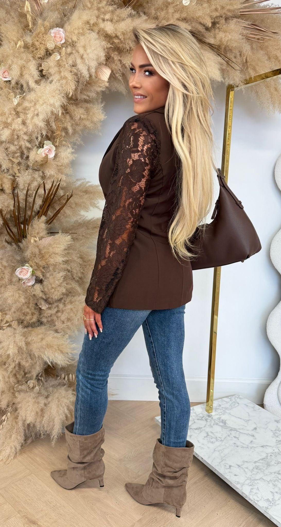 LACE SLEEVE BLAZER 5194 CHOCO