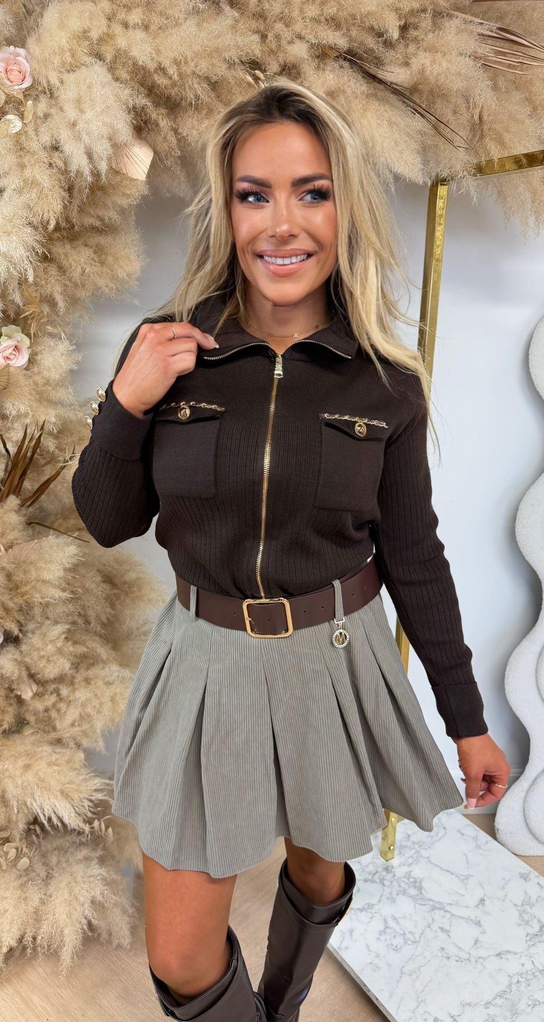 CHAIN ZIP VESTJE 6113 CHOCO