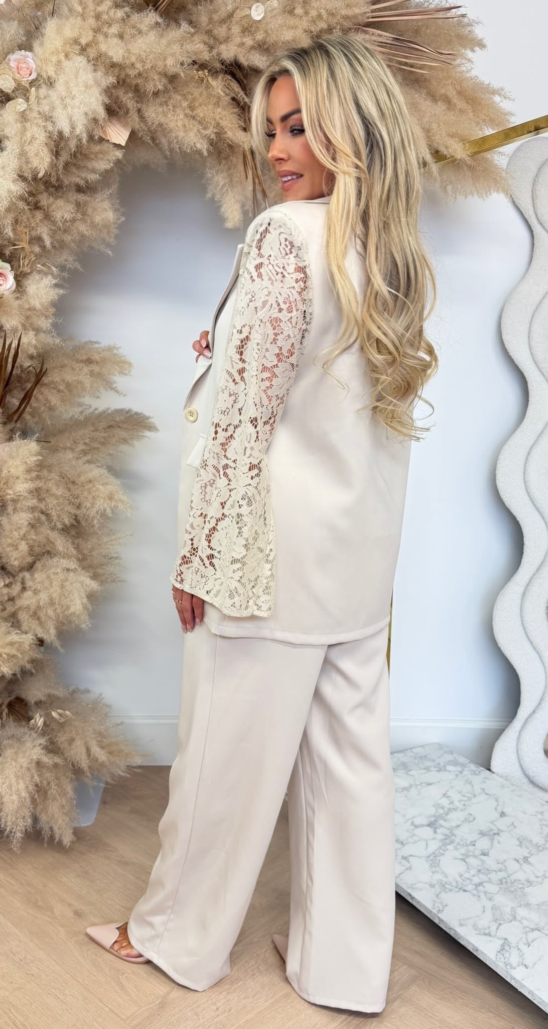 BROCHE LACY 2 PIECE SET BEIGE