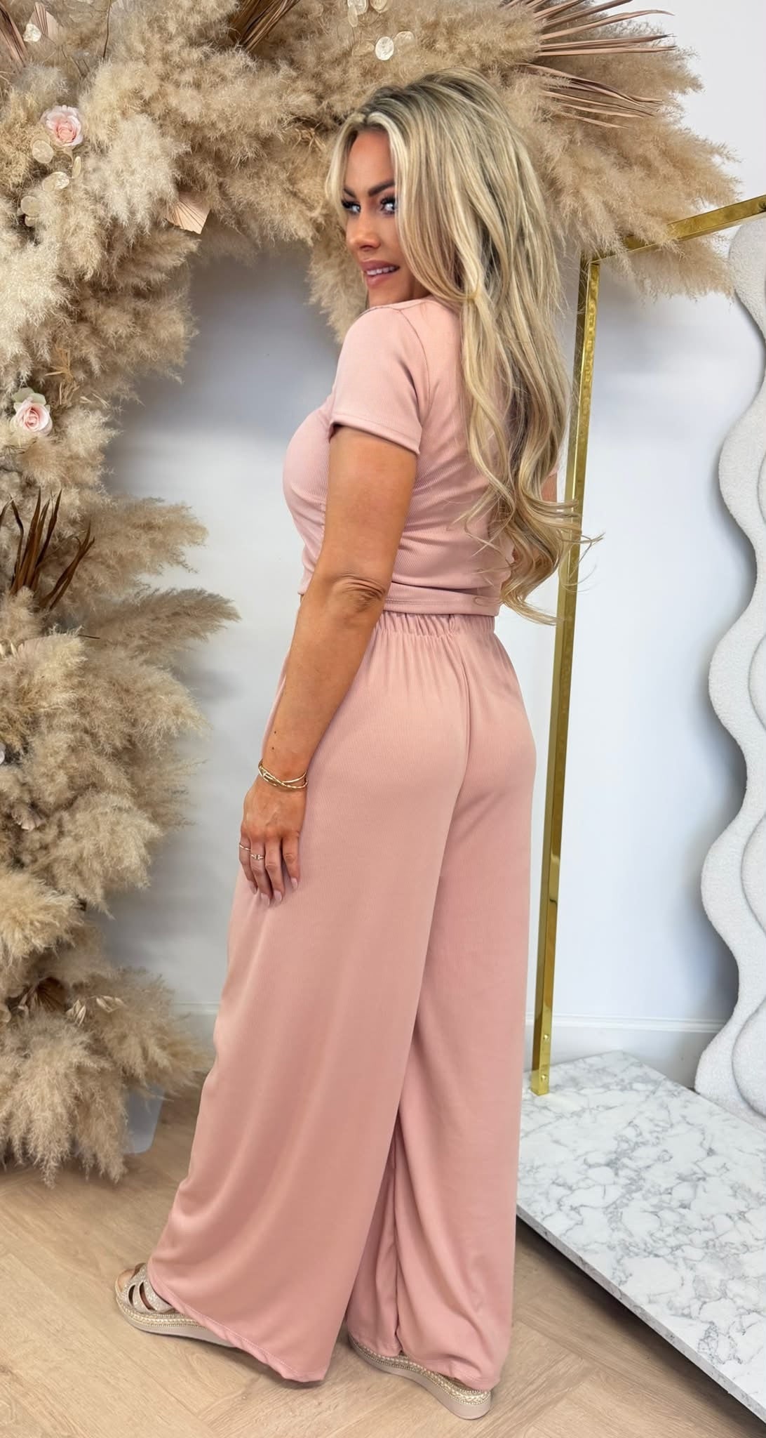 CROPPED RIBBED SET OLDPINK