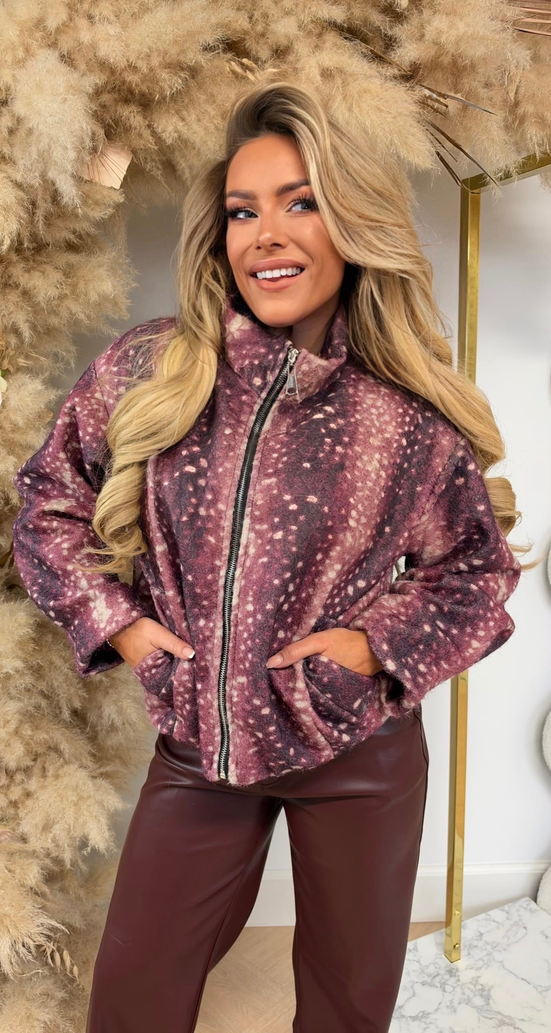 PRINT ANIMAL JACKET BORDEAUX