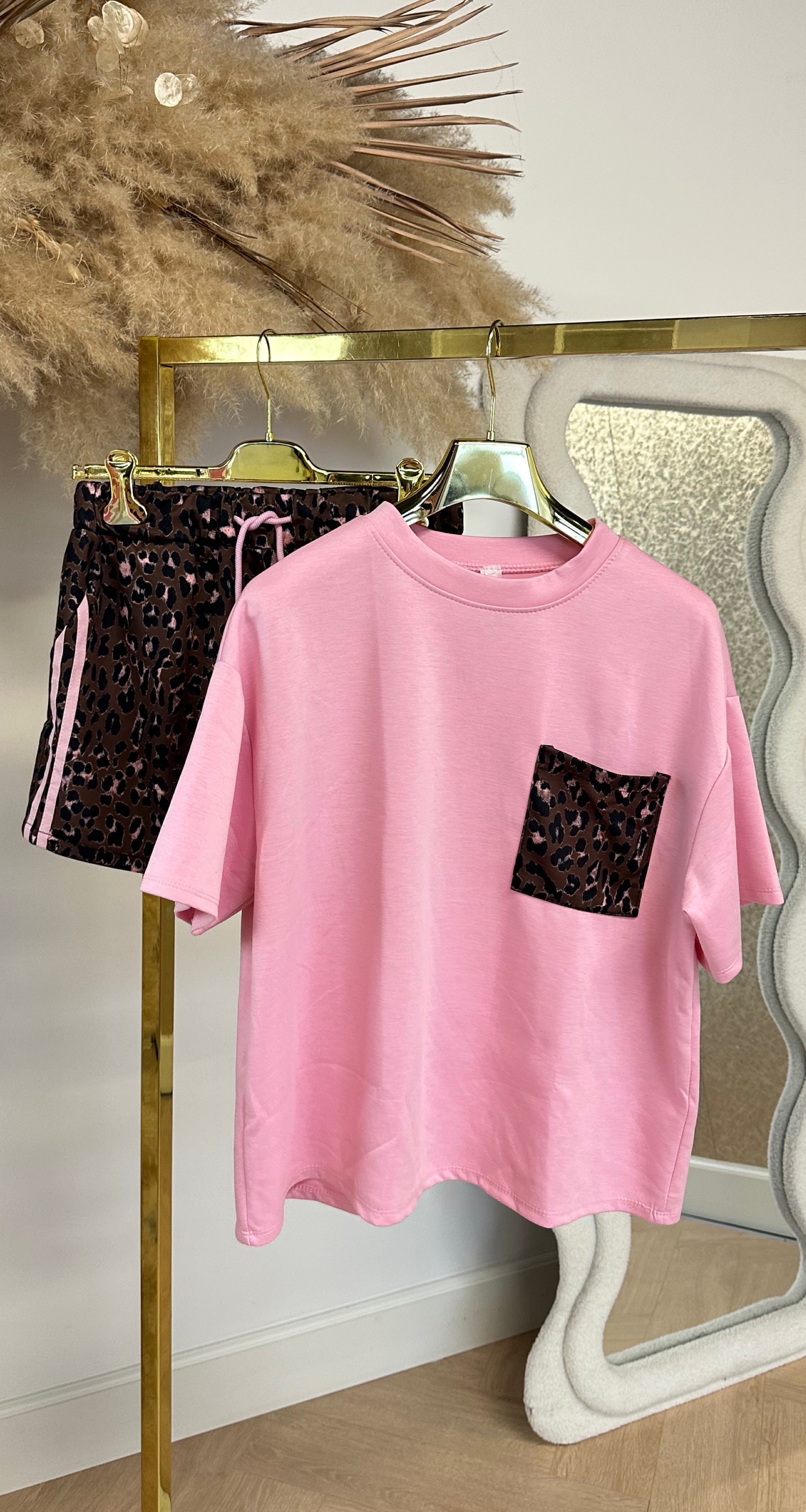 LEO PRINT POCKET SET PINK