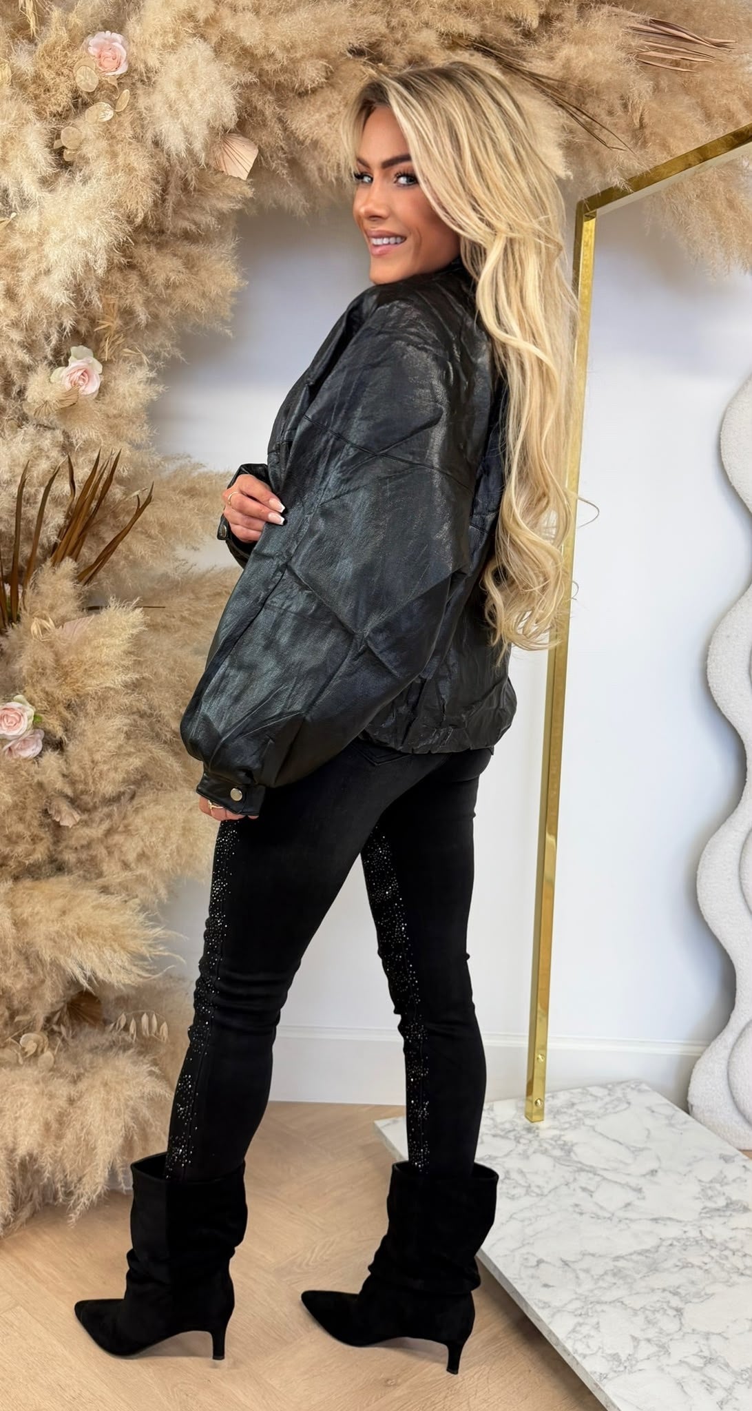 VEGAN LEATHER VLEERMUIS JACKET 88503 BLACK