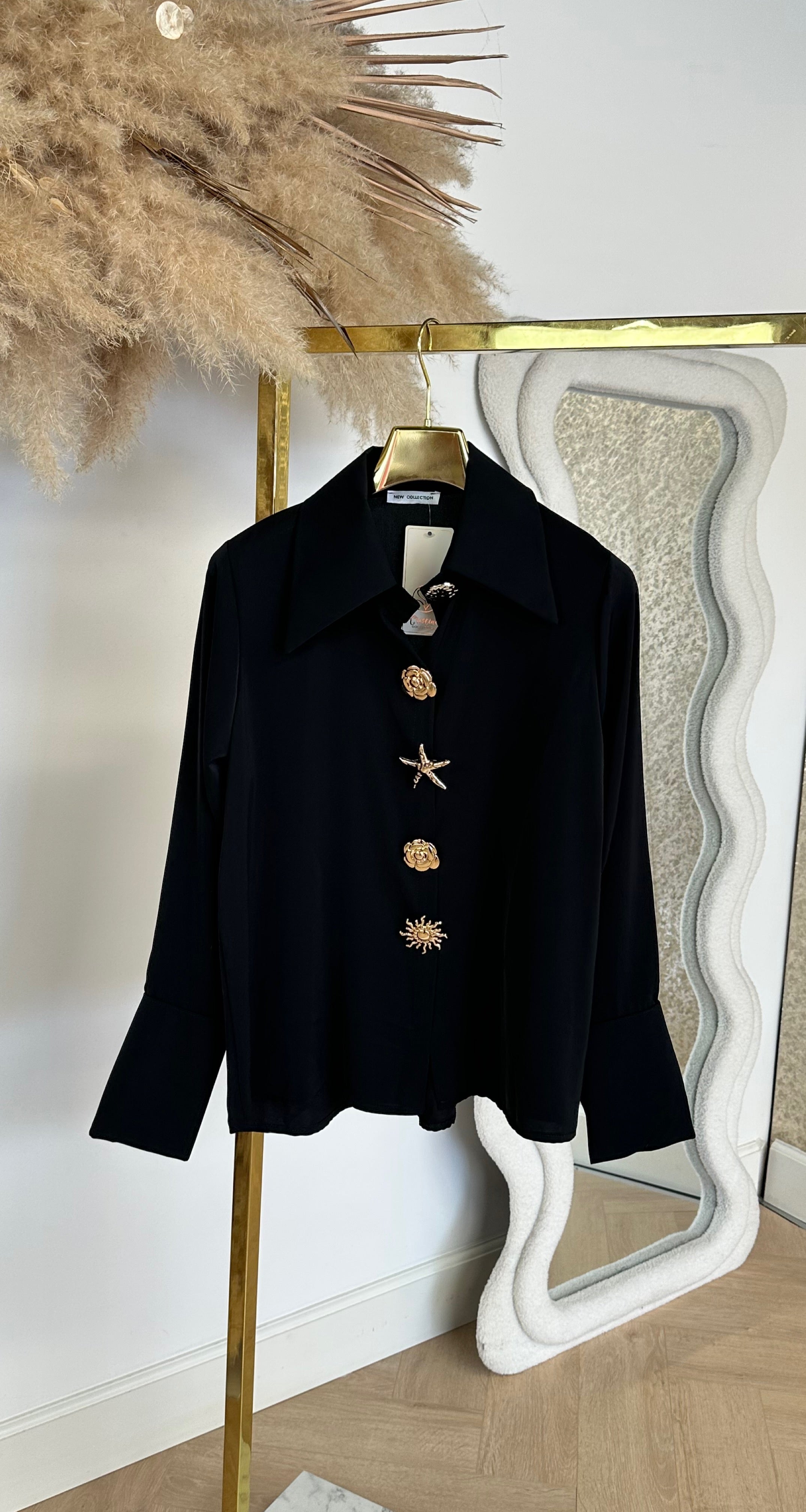 BIG BUTTON BLOUSE BLACK