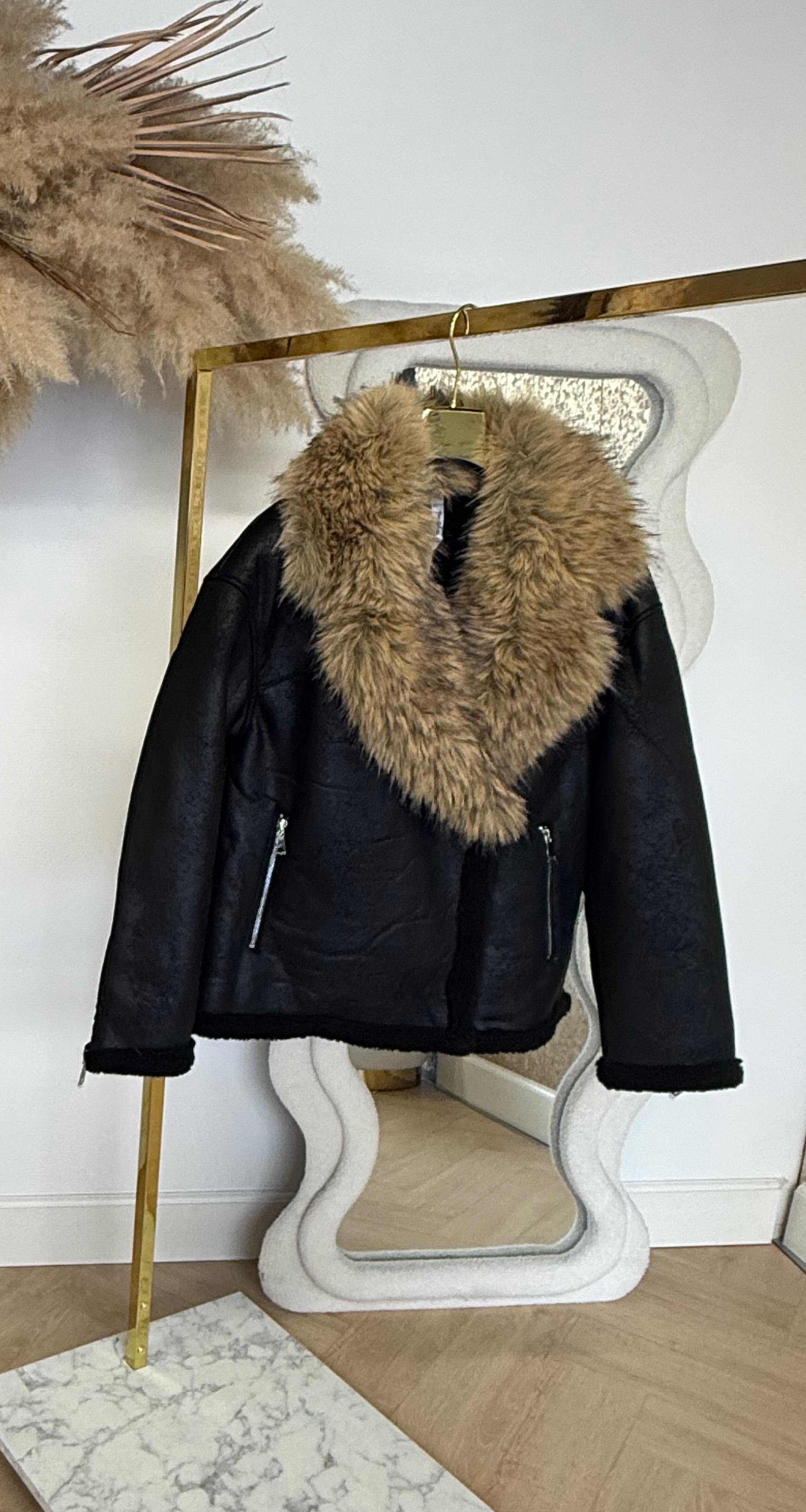 FAKE FUR JACKET 8819 BLACK