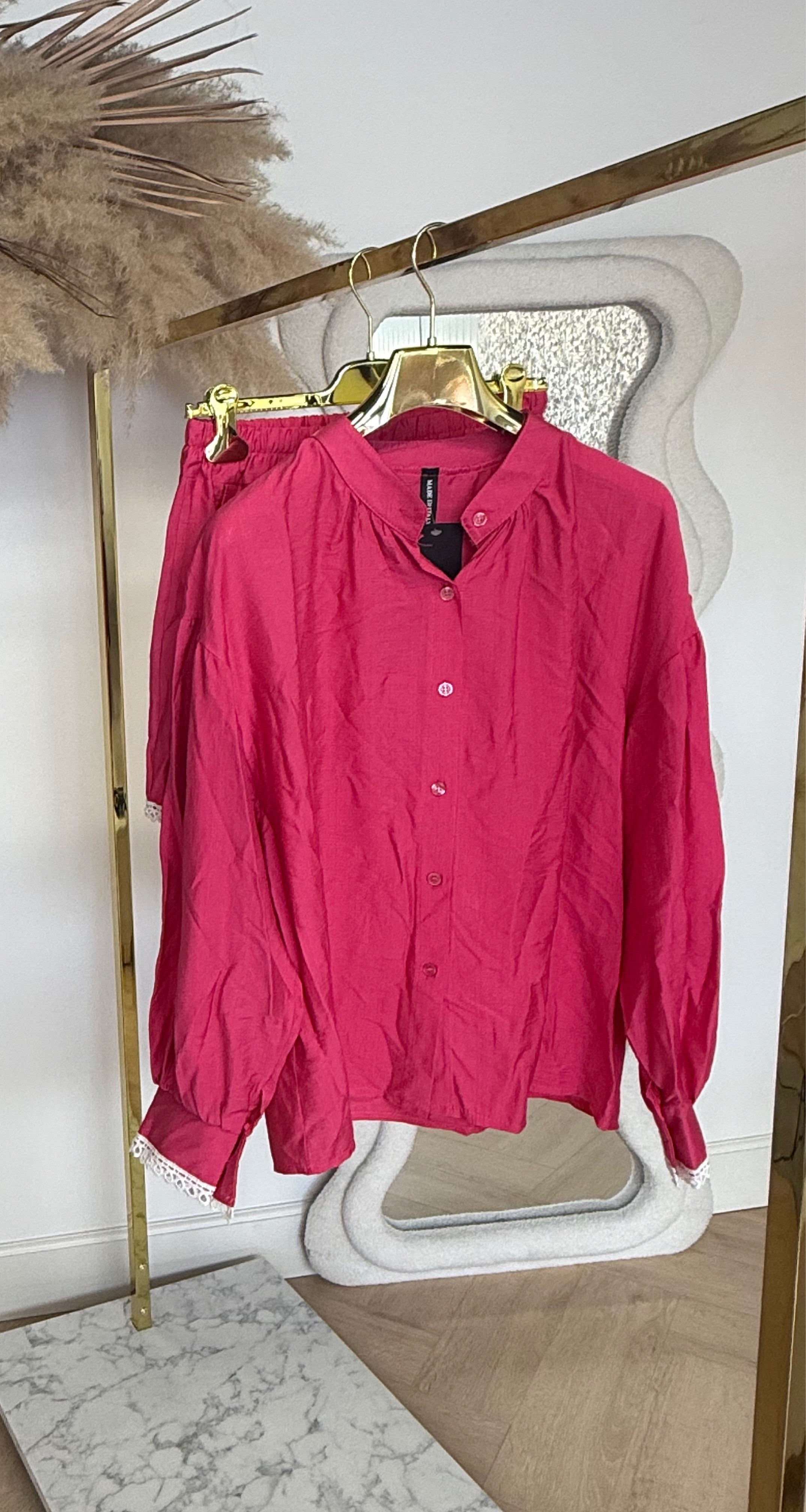 TWEEDELIGE SET BLOUSE + SKORT FUCHSIA
