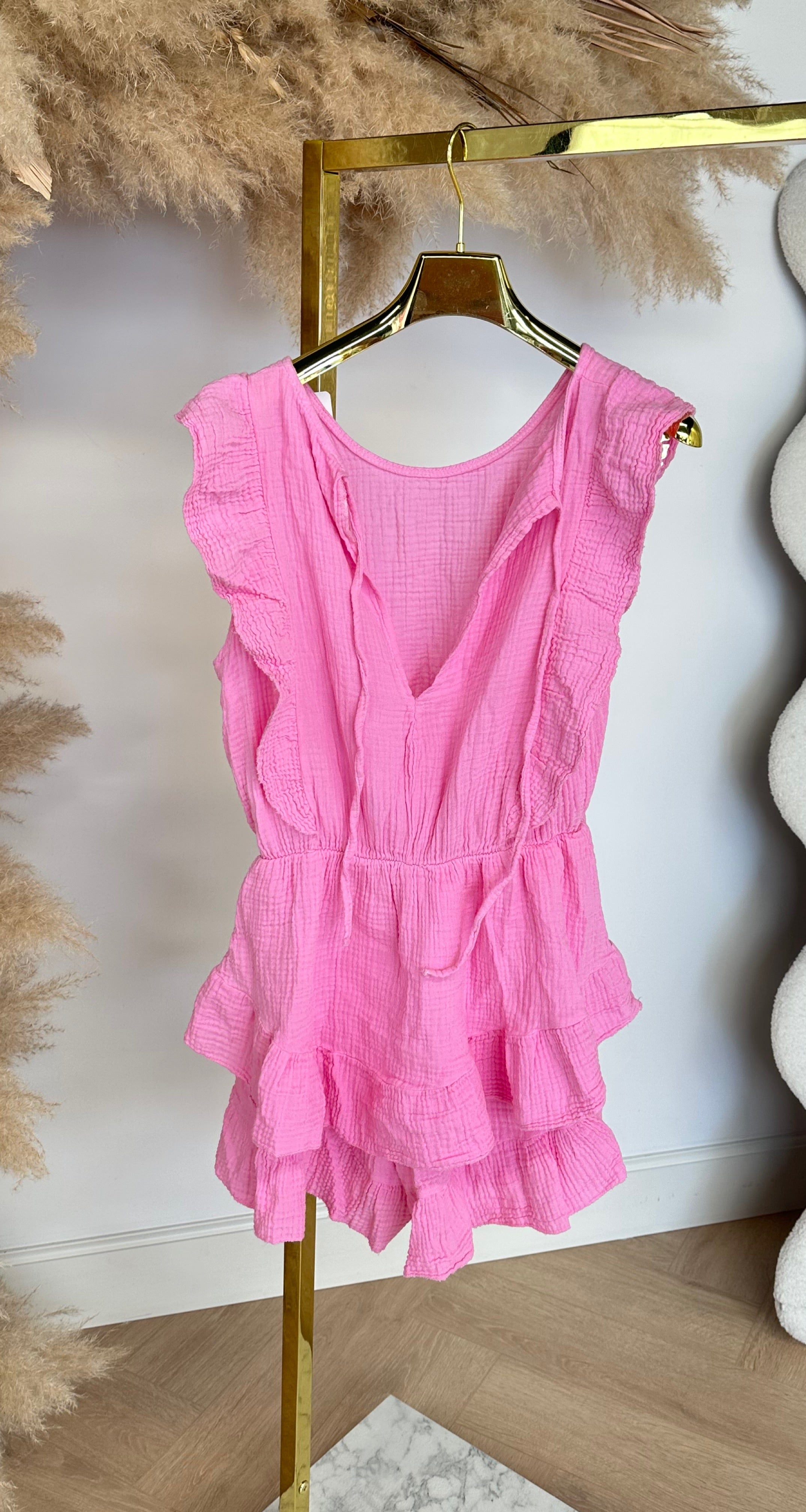 MENA COTTON PLAYSUIT PINK